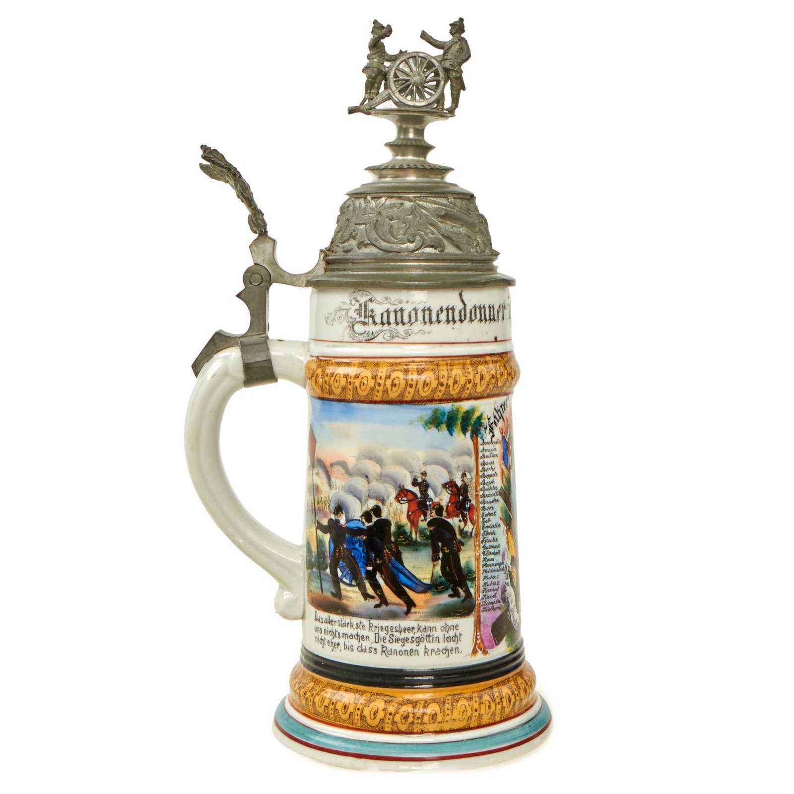 Buy Original Imperial German WWI Era 30th Baden Field Artillery Regiment Reservist Stein with Hinged Lid - Dated 1897-1899 | Original Firearms Antique For Sale
