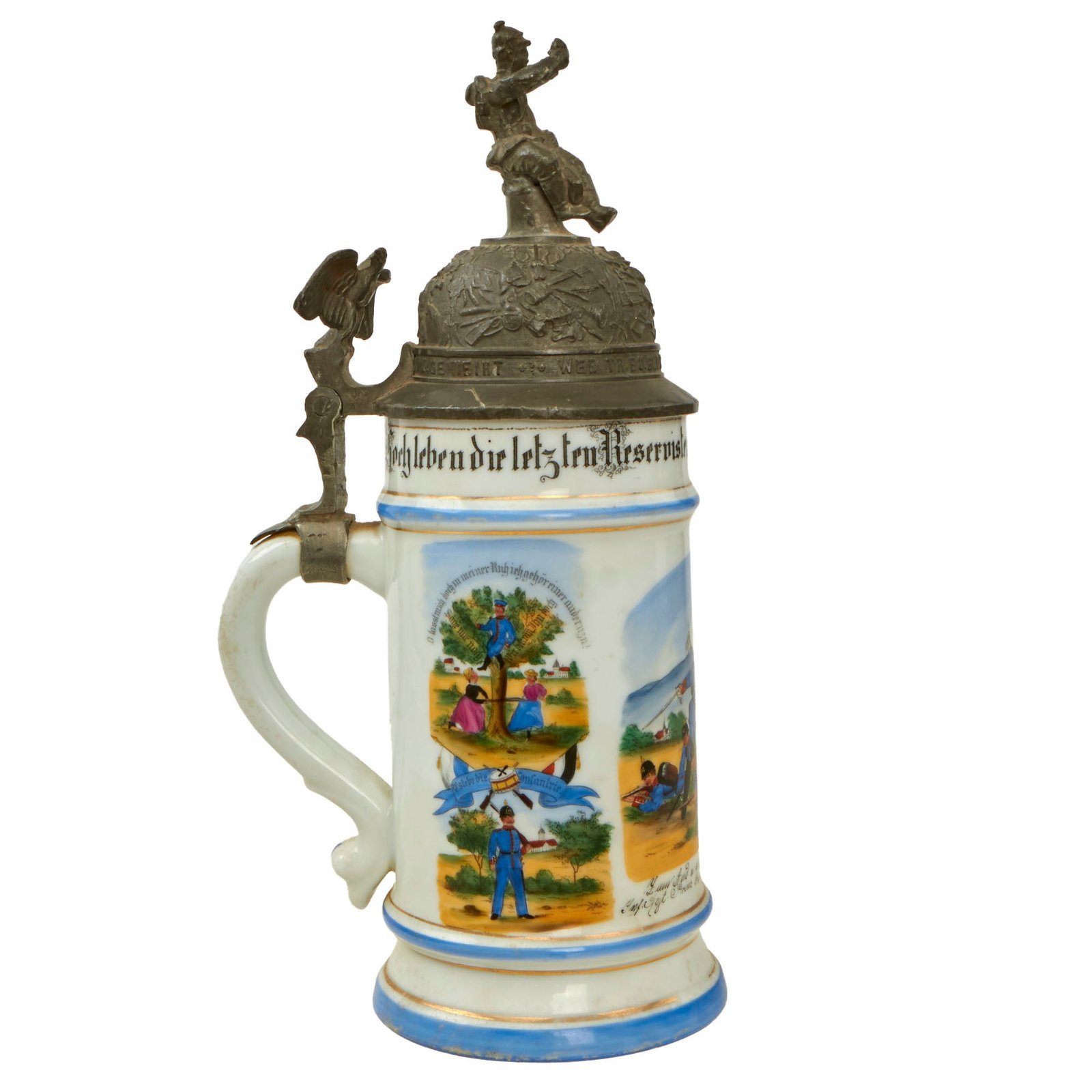 Buy Original Imperial German Pre-WWI 3rd Royal Bavarian Infantry Regiment "Prinz Karl von Bayern" Beer Stein with Hinged Lid - Dated 1898-1900 | Original Firearms Antique For Sale