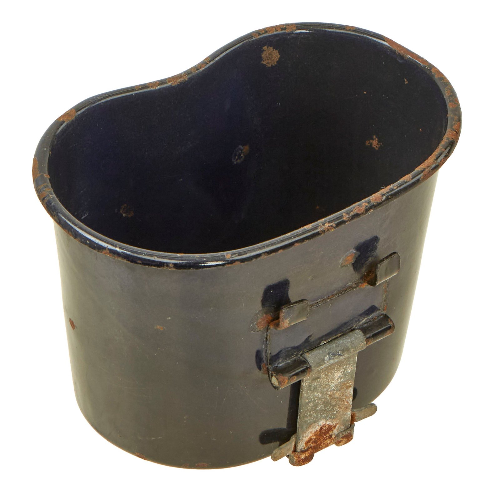 Buy Original U.S. WWII M1942 Experimental Blue Porcelain Enamel Canteen Cup by Landers, Frary & Clark - Dated 1942 | Original Firearms Antique For Sale