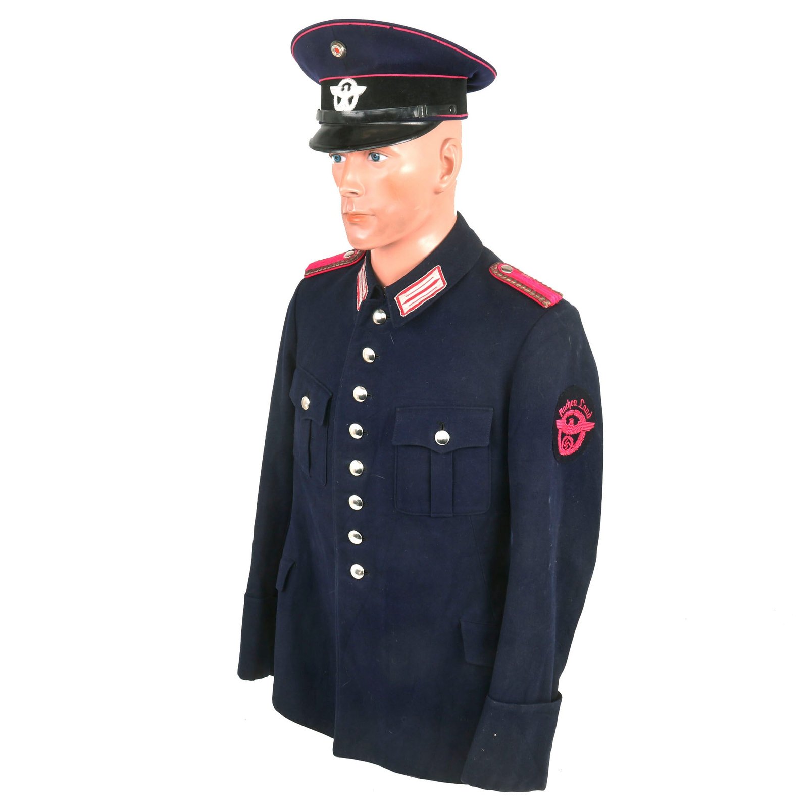Buy Original German WWII Feuerschutzpolizei Fire Protection Police Wachtmeister NCO's M36 Uniform Tunic and Named 57cm Visor Cap | Original Firearms Antique For Sale