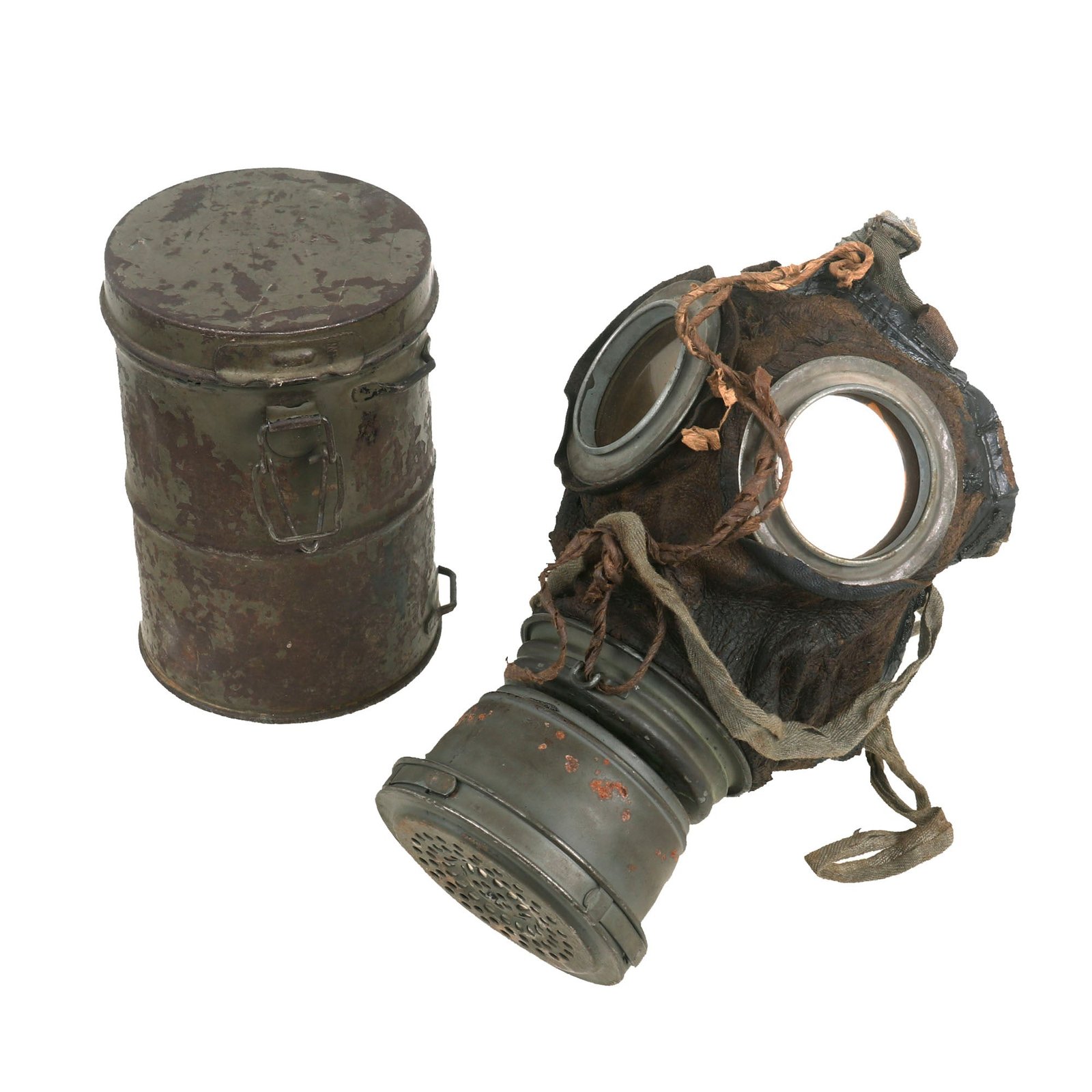 Buy Original Imperial German WWI M1917 Ledermaske Gas Mask with Can | Original Firearms Antique For Sale