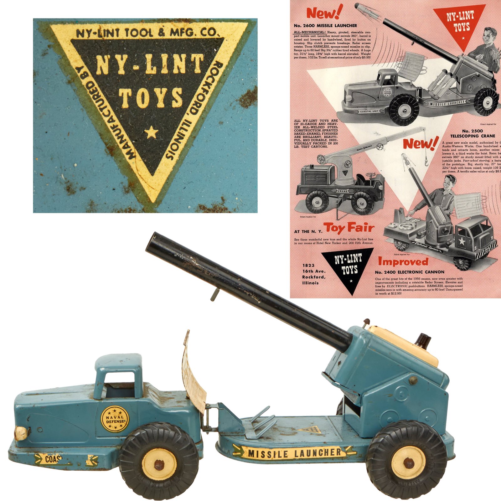 Buy Original U.S. 1950’s Missile Launcher Naval Defense Toy Truck - Manufactured by NY-Lint Toys | Original Firearms Antique For Sale