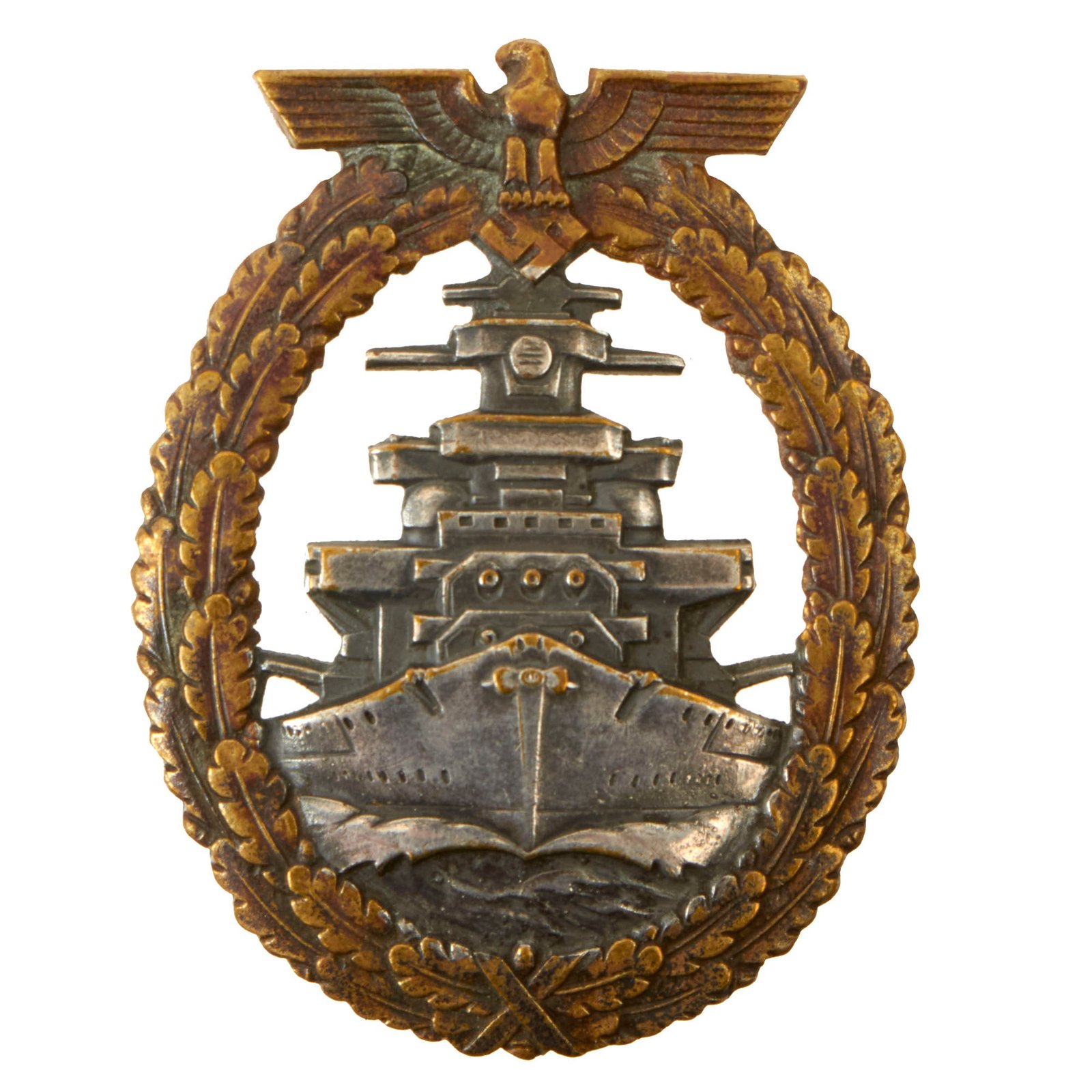 Buy Original German WWII Ear War Tombak High Seas Fleet Badge by C. Schwerin & Sohn of Berlin | Original Firearms Antique For Sale