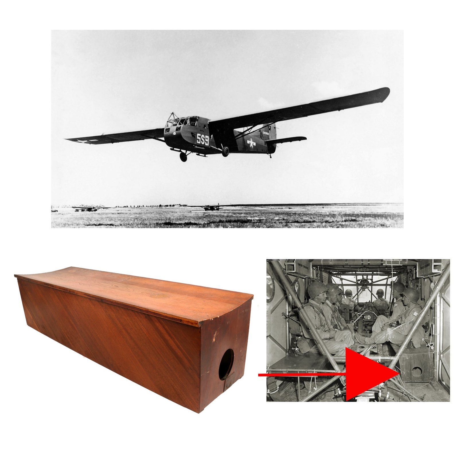 Buy Original U.S. WWII Waco CG-4 Glider Right Side Wooden Troop Bench with Original Markings | Original Firearms Antique For Sale