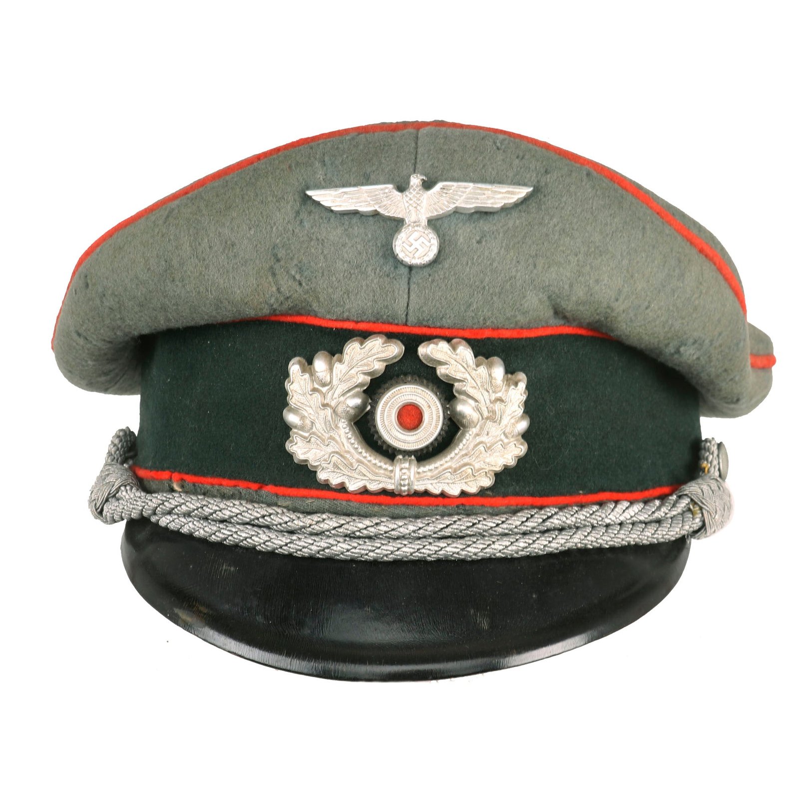 Buy Original German WWII Service Used Army Heer Artillery Officers Schirmmütze Visor Crush Cap - Missing Sweatband | Original Firearms Antique For Sale