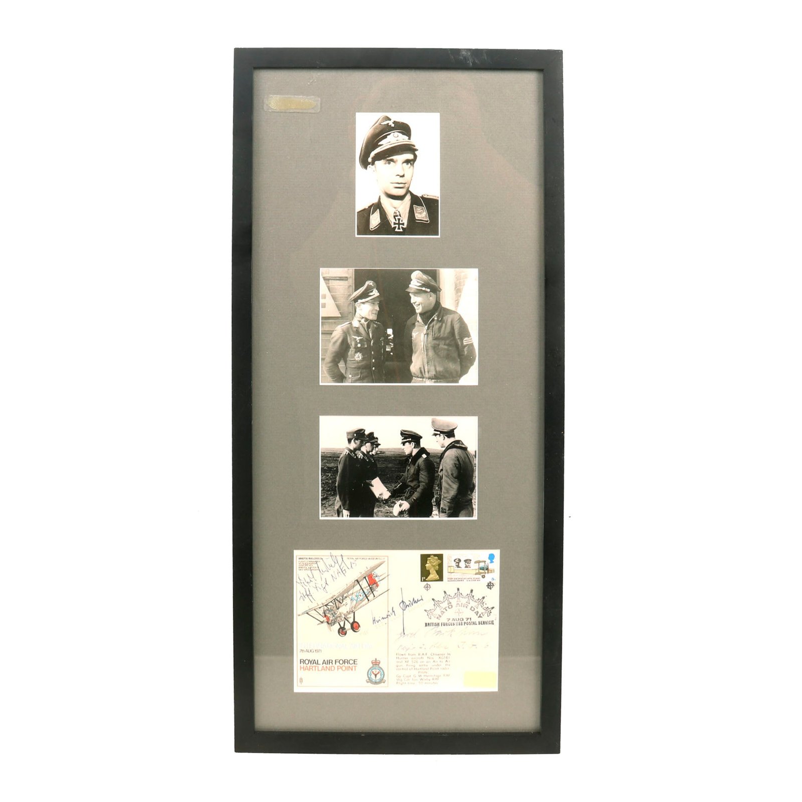 Buy Original German WWII Luftwaffe Pilot Photo and Signature Grouping from Three Knight's Cross Recipients - 10" x 21" Framed | Original Firearms Antique For Sale