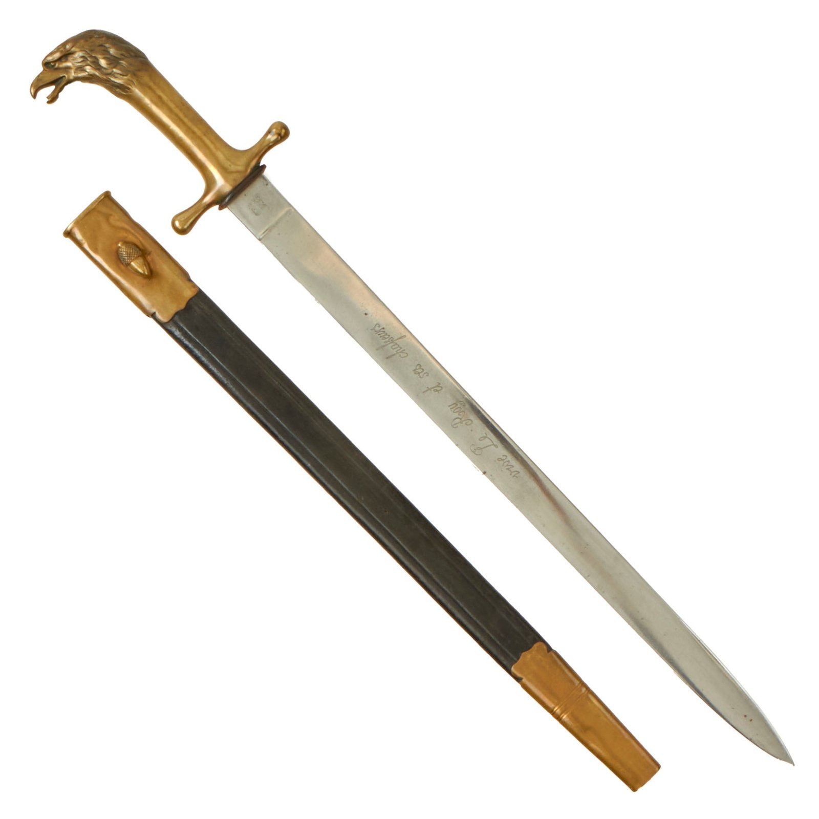 Buy Original Imperial German M1871 Garde du Corps Oberjäger Hirschfänger Short Sword with Scabbard by Weyersberg Kirschbaum & Cie | Original Firearms Antique For Sale