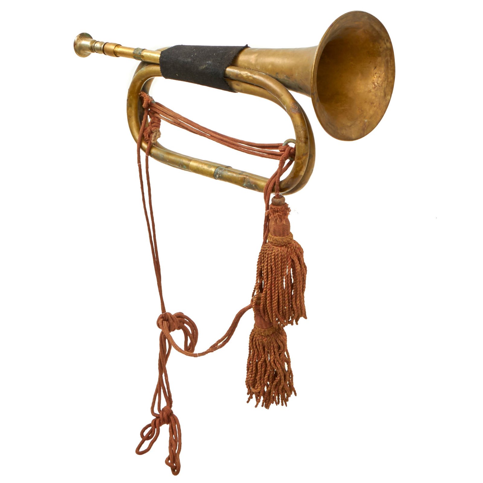 Buy Original WWII Imperial Japanese Army Brass Bugle with Black Wrap & Orange Cord | Original Firearms Antique For Sale