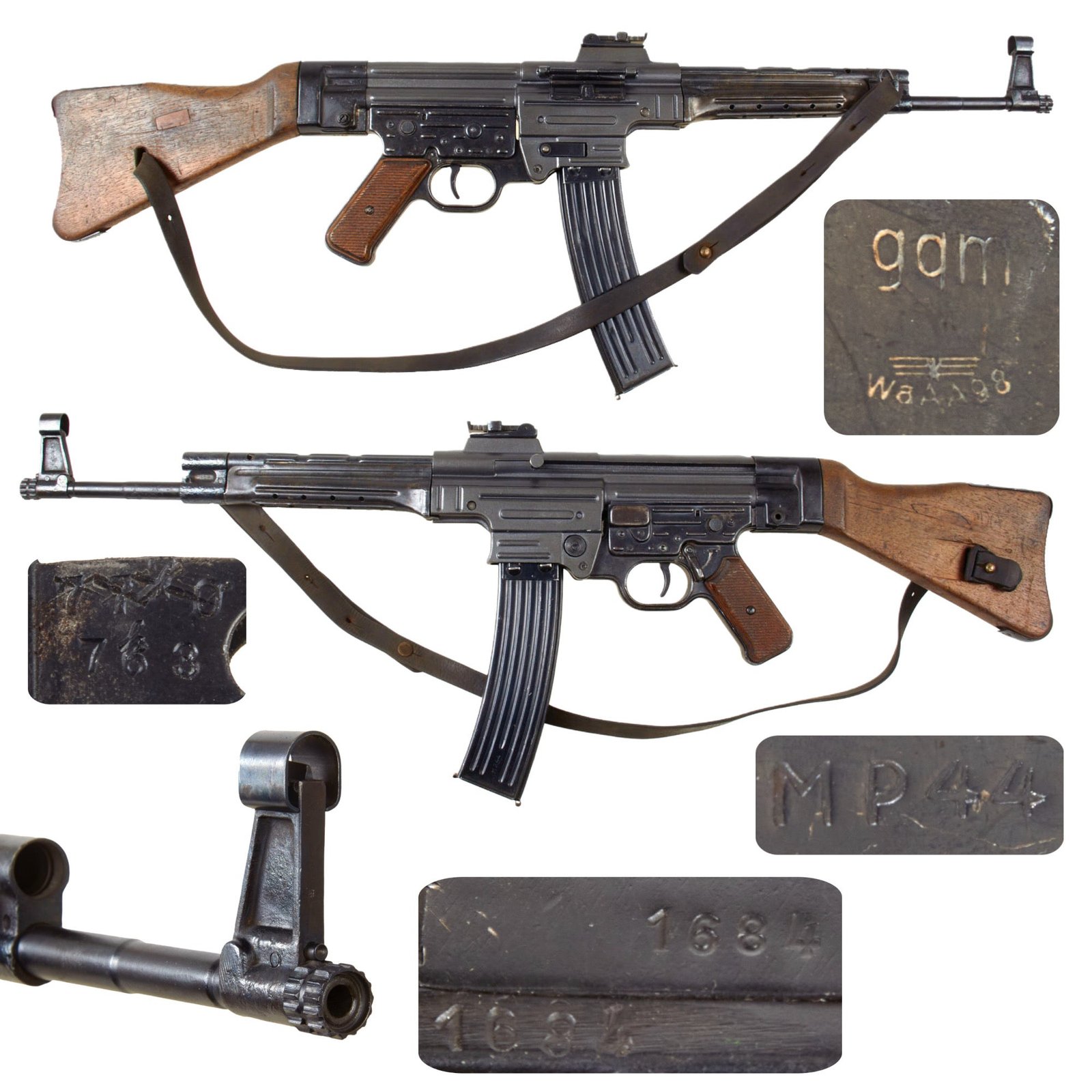 Original German WWII MP44 STG 44 Sturmgewehr Display Machine Gun with Live Barrel, Magazine, and Sling