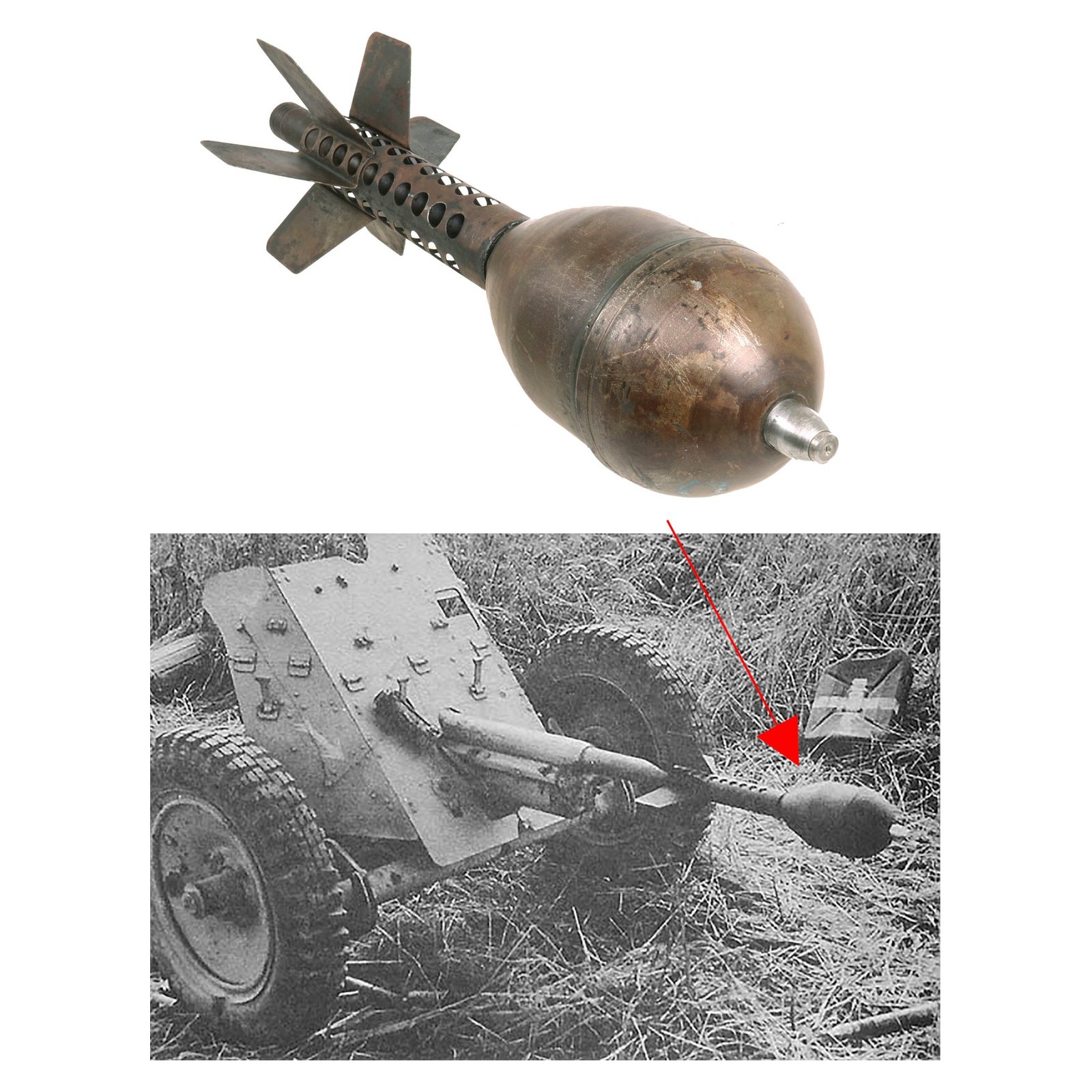 Buy Original German WWII PAK 36 Stielgranate 41 37mm High Explosive Anti-Tank Stick Grenade - 1942 Dated Body and Fuze | Original Firearms Antique For Sale