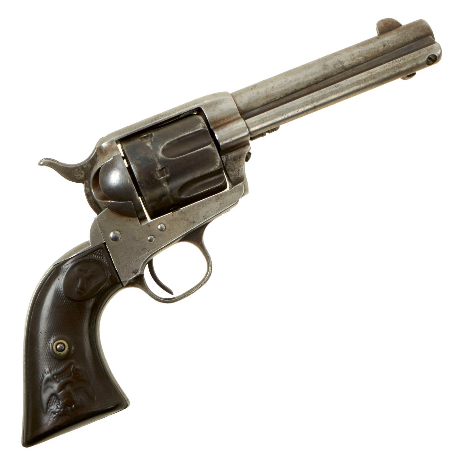 Buy Original U.S. Colt .45cal Single Action Army Revolver made in 1890 with 4 ¾" Barrel & Rubber Grips - Matching Serial 130099 | Original Firearms Antique For Sale