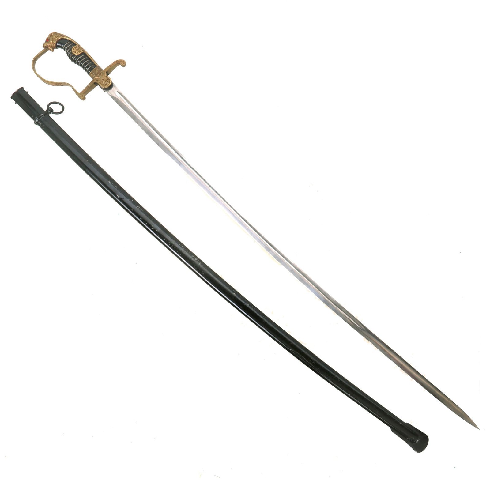 Buy Original German WWII Army Heer Officer's Lion Head Sword by Robert Klaas of Solingen with Steel Scabbard | Original Firearms Antique For Sale