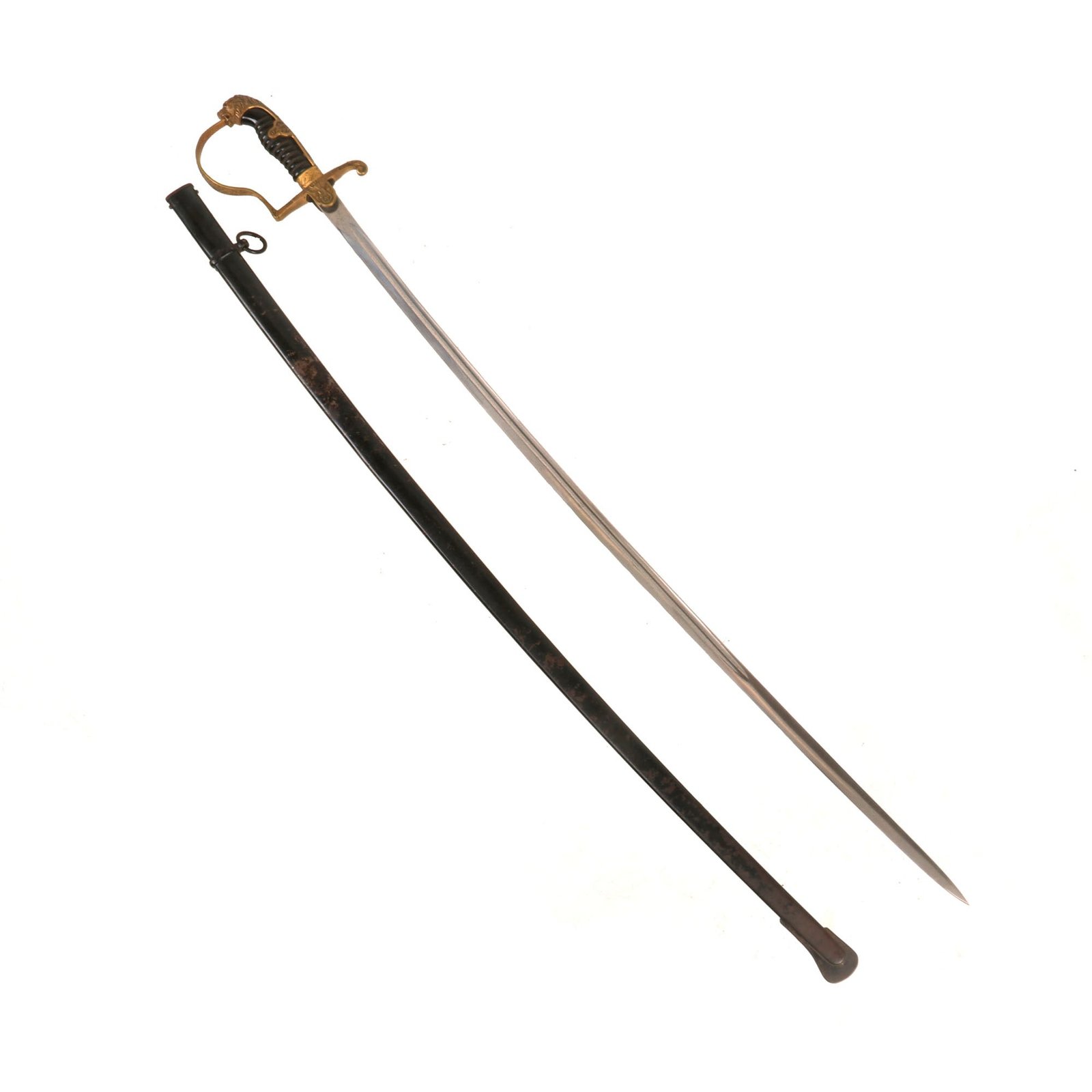 Buy Original German WWII Army Officer Nr. 22 Lion Head Sword by F. W. Höller with Steel Scabbard | Original Firearms Antique For Sale
