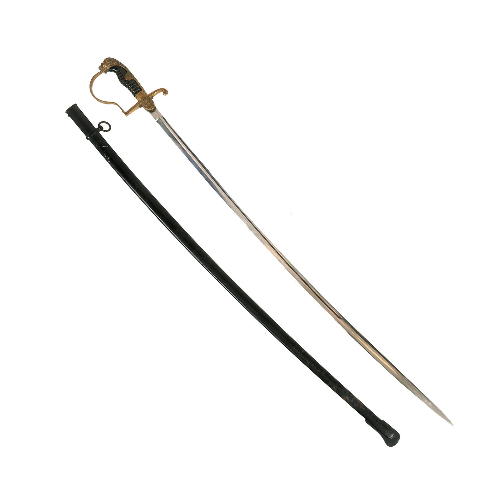 Buy Original German WWII Officer's Lion Head Sword with Scabbard by ALCOSO of Solingen circa 1936 - 1940 | Original Firearms Antique For Sale