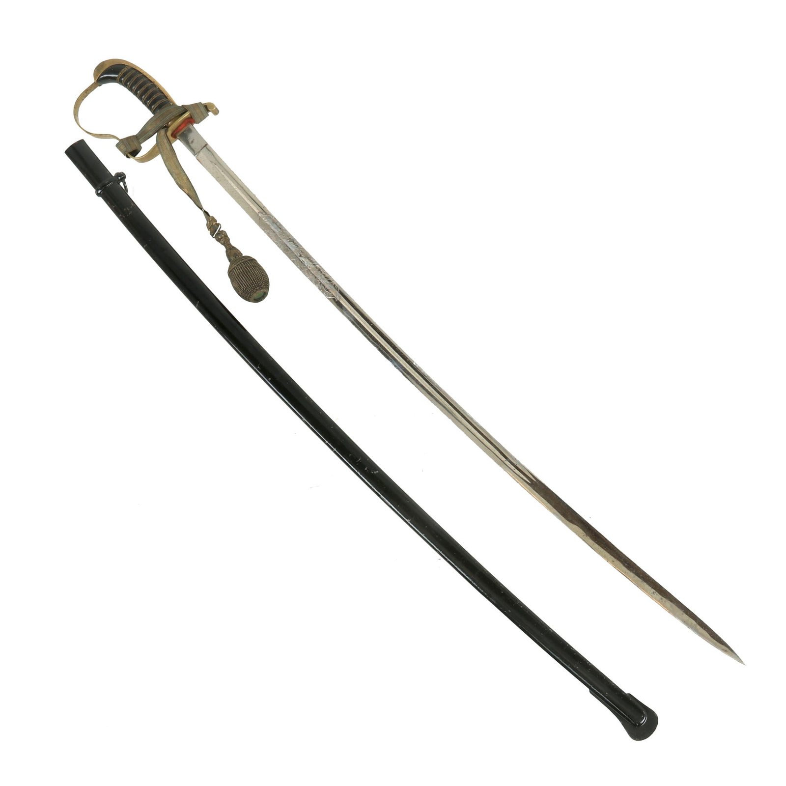 Buy Original German WWI Bavarian Infantry NCO Etched Dove’s Head Sword With Troddel and Scabbard by Clemen & Jung | Original Firearms Antique For Sale