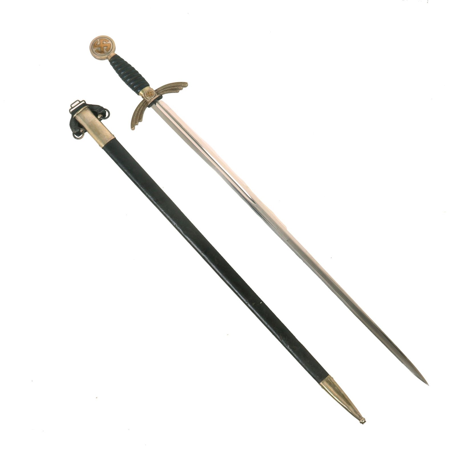 Buy Original German WWII Early Luftwaffe Officer Sword by E. & F. Hörster with Waffen Mark - Nickel Plated Blade and Scabbard | Original Firearms Antique For Sale