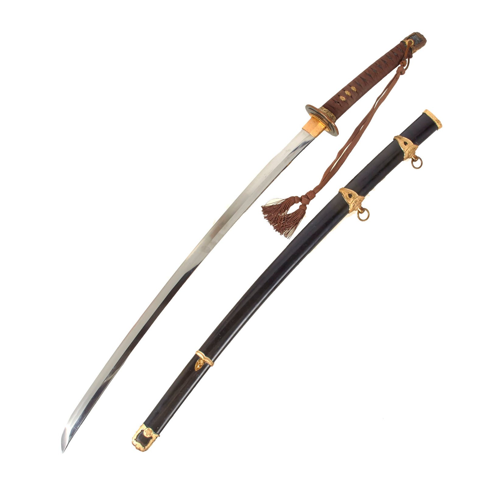Original WWII Japanese Navy Officer P1937 Kai-Gunto Handmade Katana Sword by TSUKAHARA KANETSUGU with Scabbard and Tassel