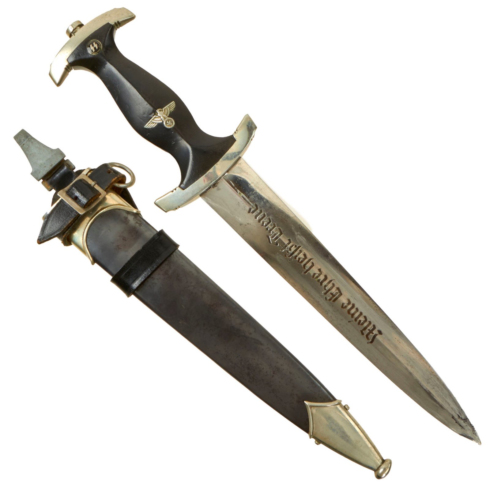 Buy Original German WWII Early Numbered M33 SS Dagger by Richard Abr. Herder with Scabbard and Rare Vertical Hanger - Possible Ground Röhm Signature | Original Firearms Antique For Sale