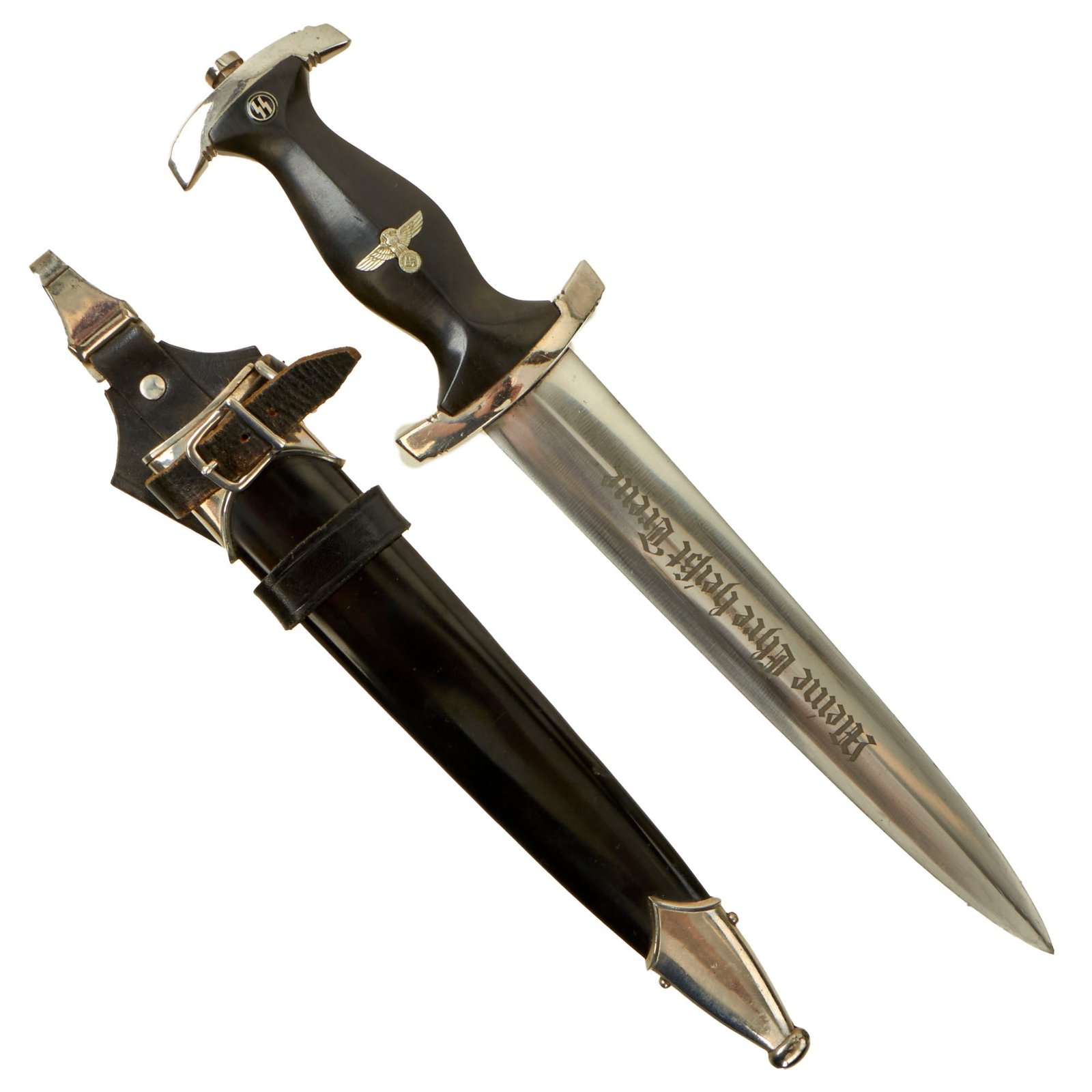 Buy Original Excellent German WWII M33 SS Dagger by Gebrüder Christians with Scabbard and Rare Vertical Hanger - RZM M7/1 1202/38 SS | Original Firearms Antique For Sale