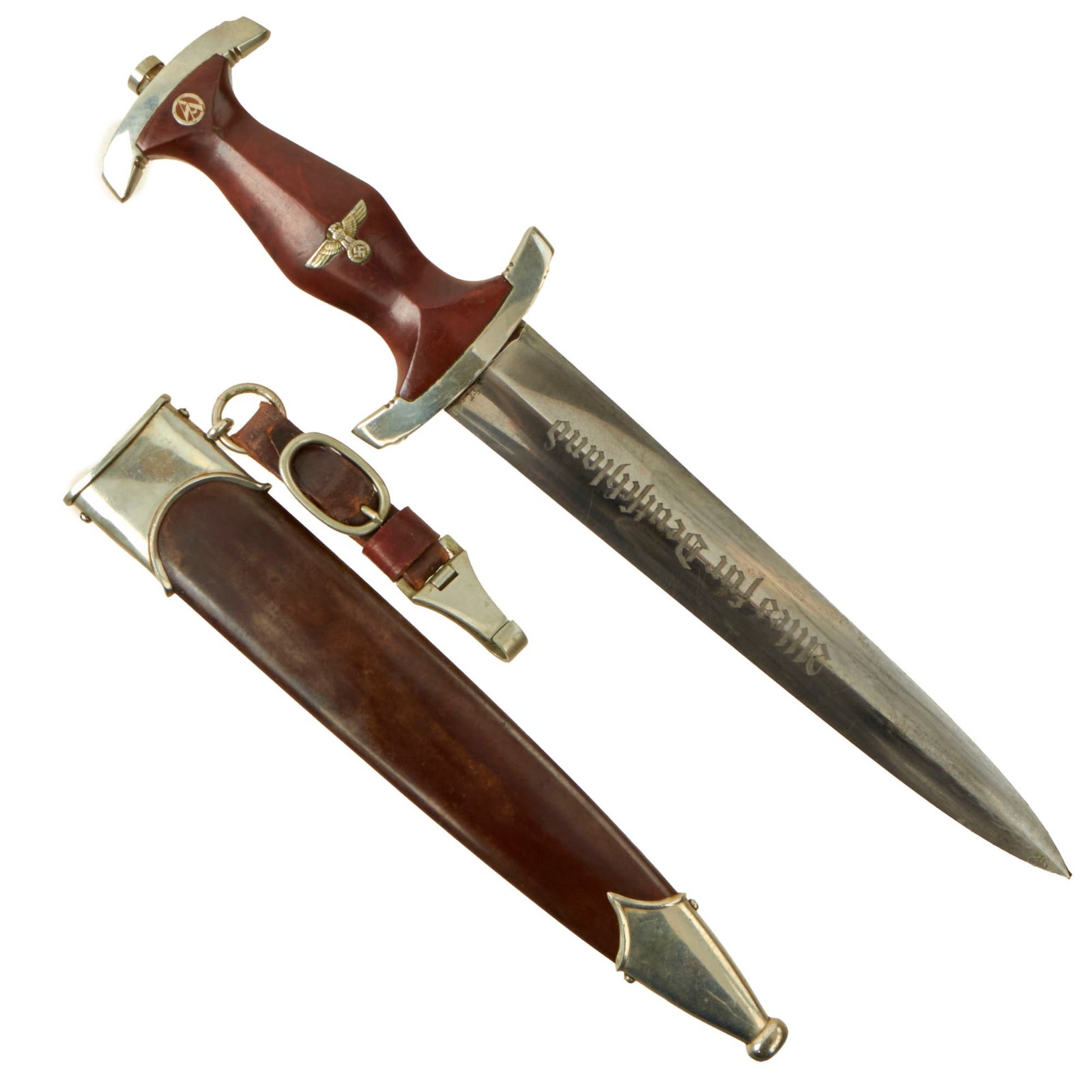 Buy Original German Early WWII SA Dagger by Rare Maker Hammesfahr & Co. of Solingen with Scabbard and Hanger | Original Firearms Antique For Sale