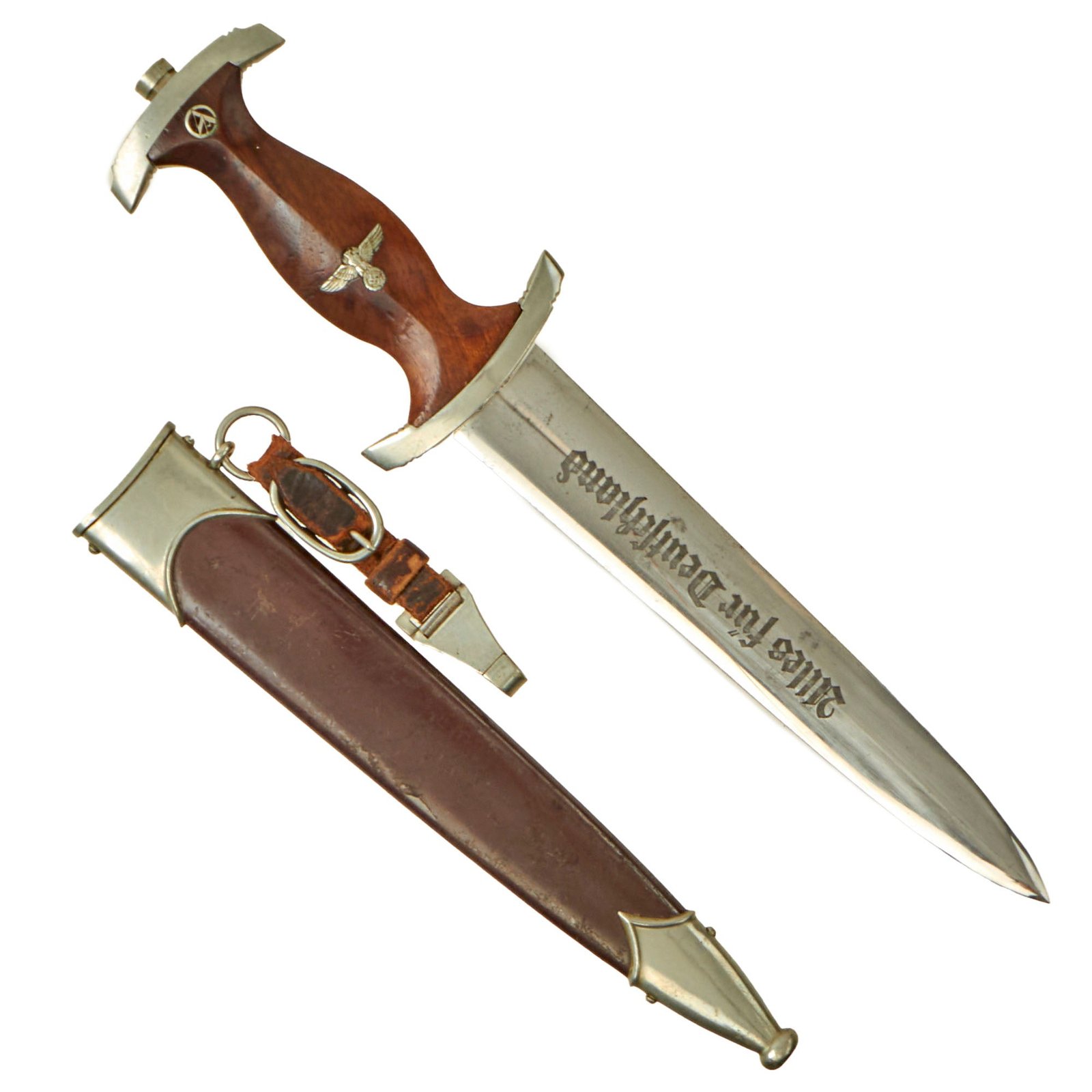 Buy Original German WWII Partial Ground Ernst Röhm Signature SA Dagger by C.G. Haenel of Suhl with Scabbard & Hanger | Original Firearms Antique For Sale