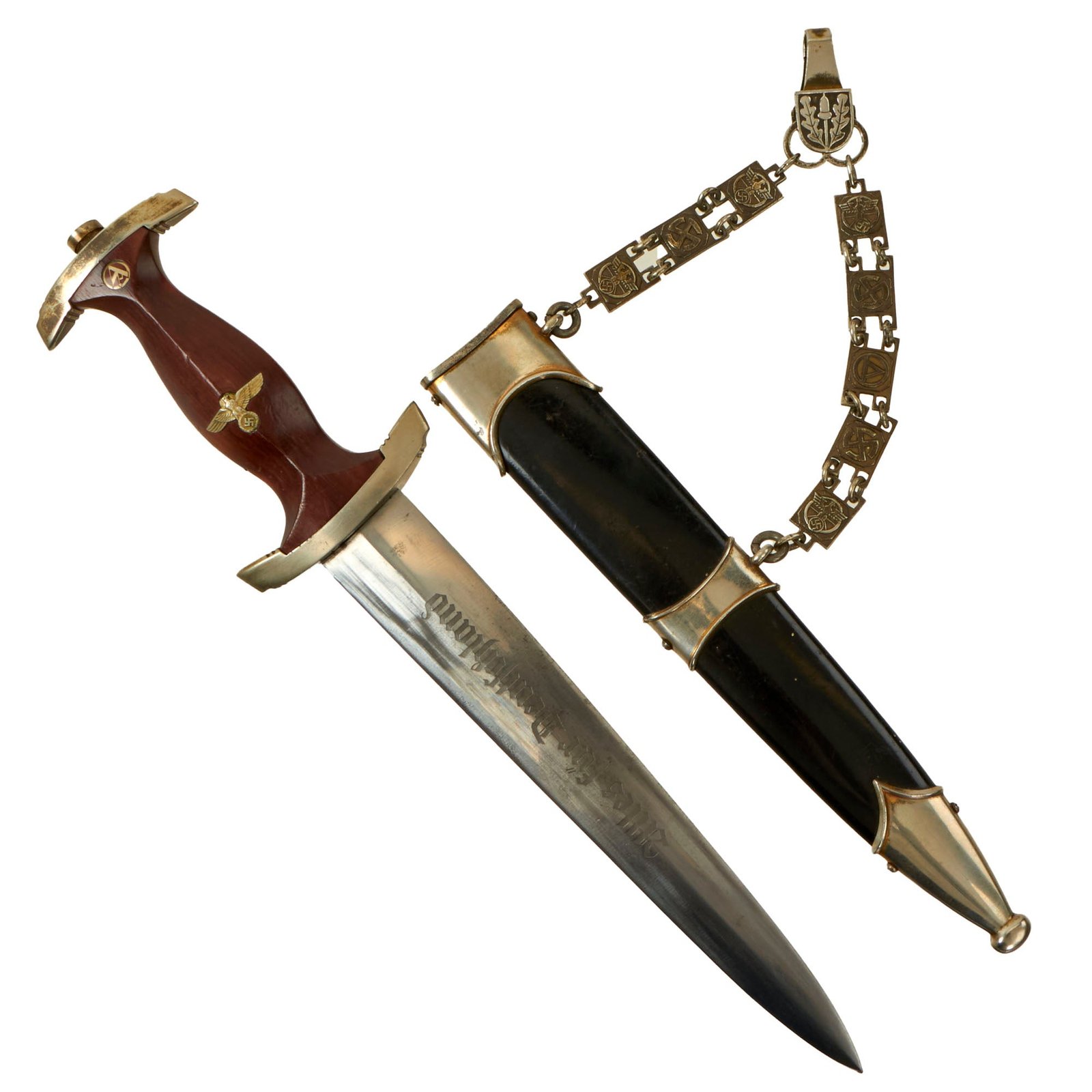 Buy Original German WWII 1939 Dated Chained NSKK Officer's Dagger with Scabbard by Carl Eickhorn - RZM M7/66 | Original Firearms Antique For Sale