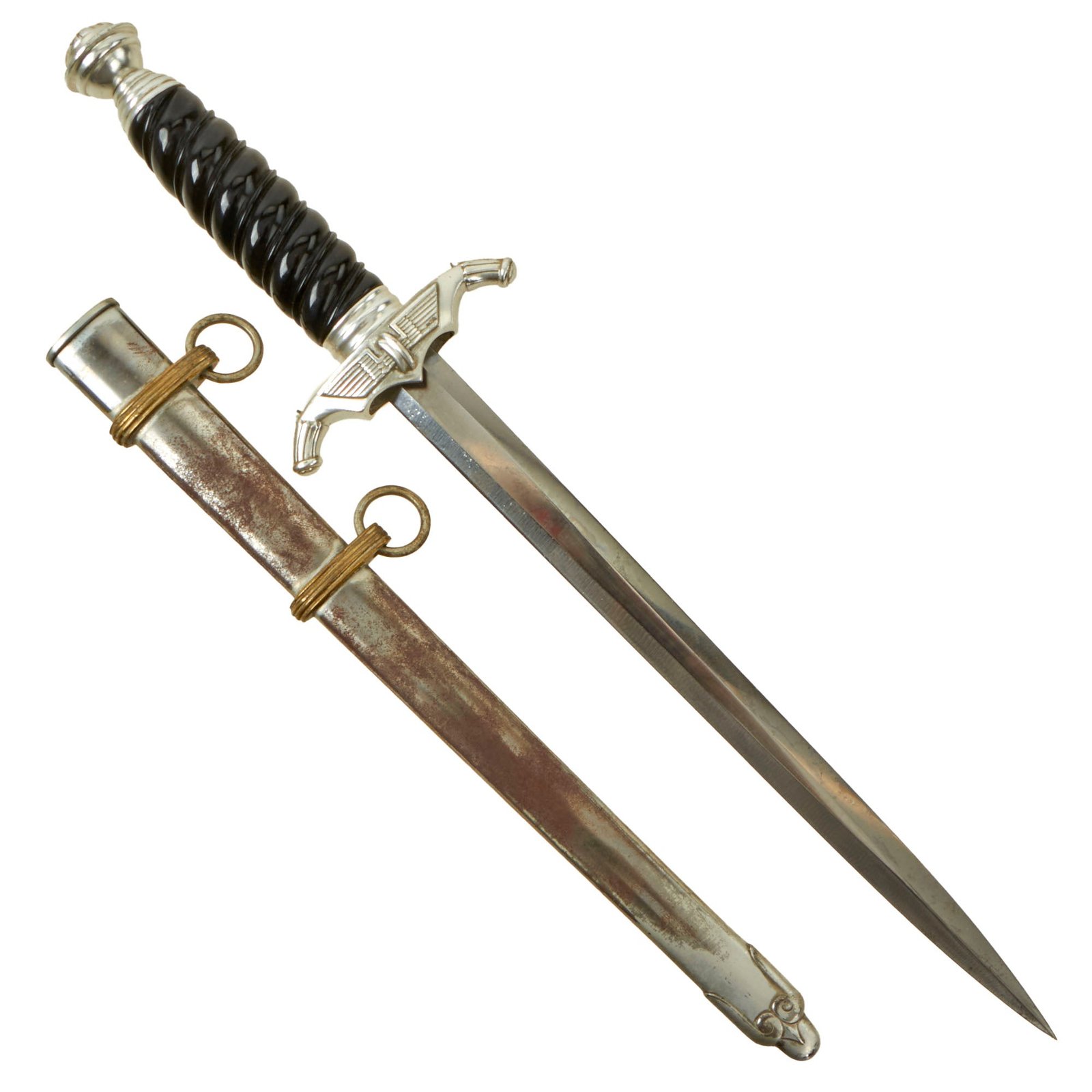 Buy Original WWII German 2nd Model Bahnschutz Railway Service Dagger by Carl Eickhorn of Solingen with Scabbard | Original Firearms Antique For Sale