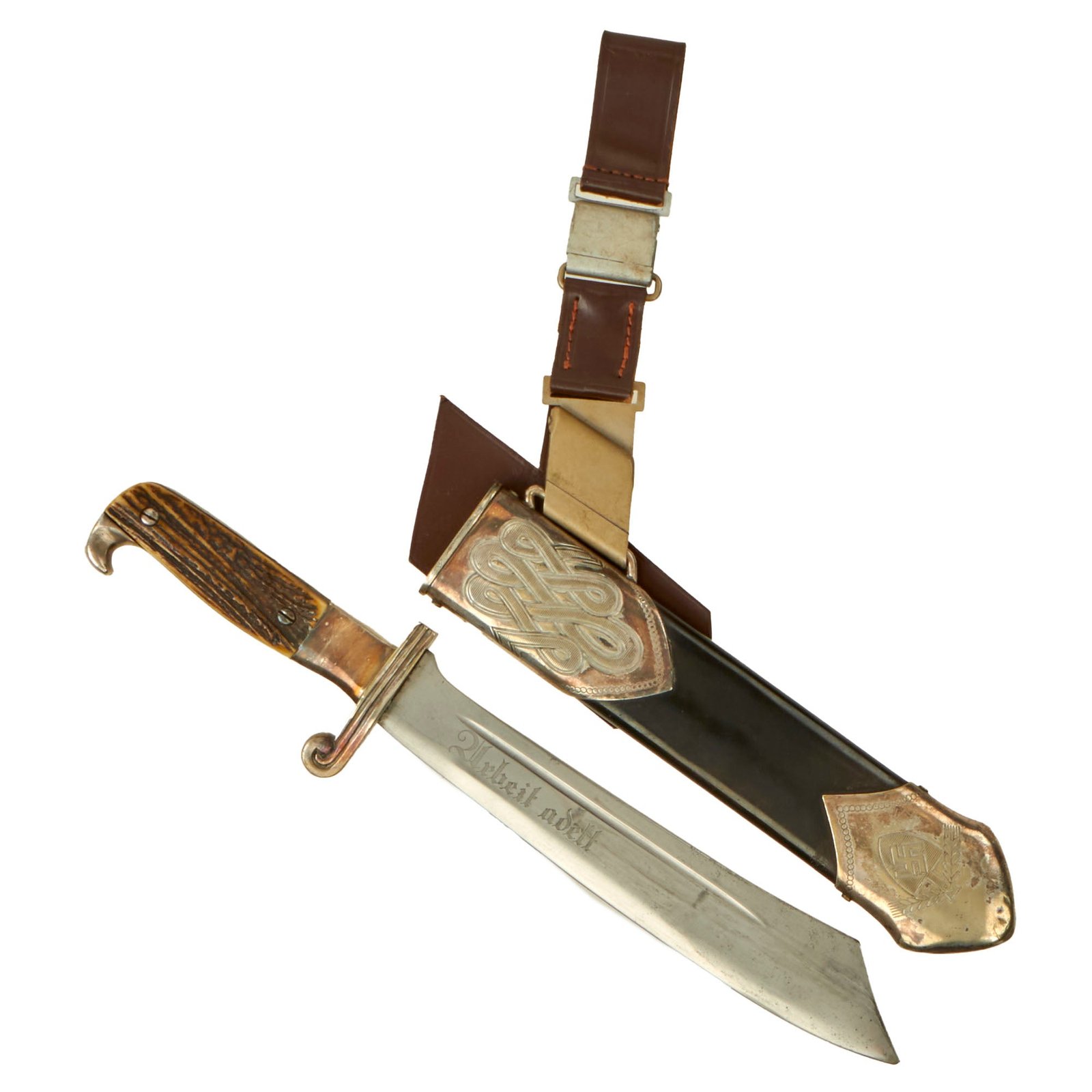 Buy Original German Pre-WWII RAD Labor Corps Enlisted Mans Hewer by Ed. Wüsthof with Rare 1944 Dated Bullet Style Hanger & Belt Loop | Original Firearms Antique For Sale