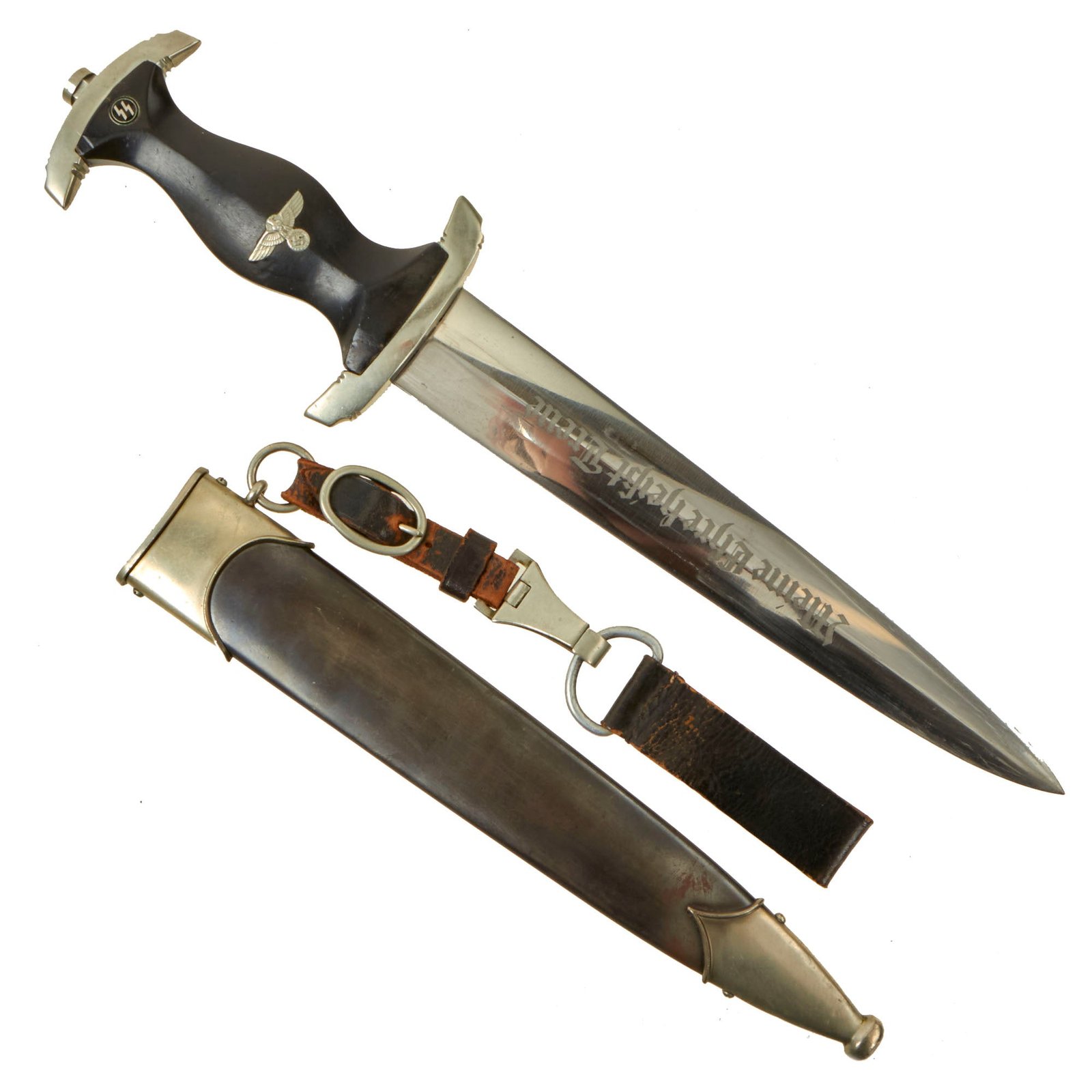 Buy Original German WWII Early Partial Ground Röhm Signature Numbered M33 SS Dagger by Eickhorn with Scabbard and Belt Hanger | Original Firearms Antique For Sale