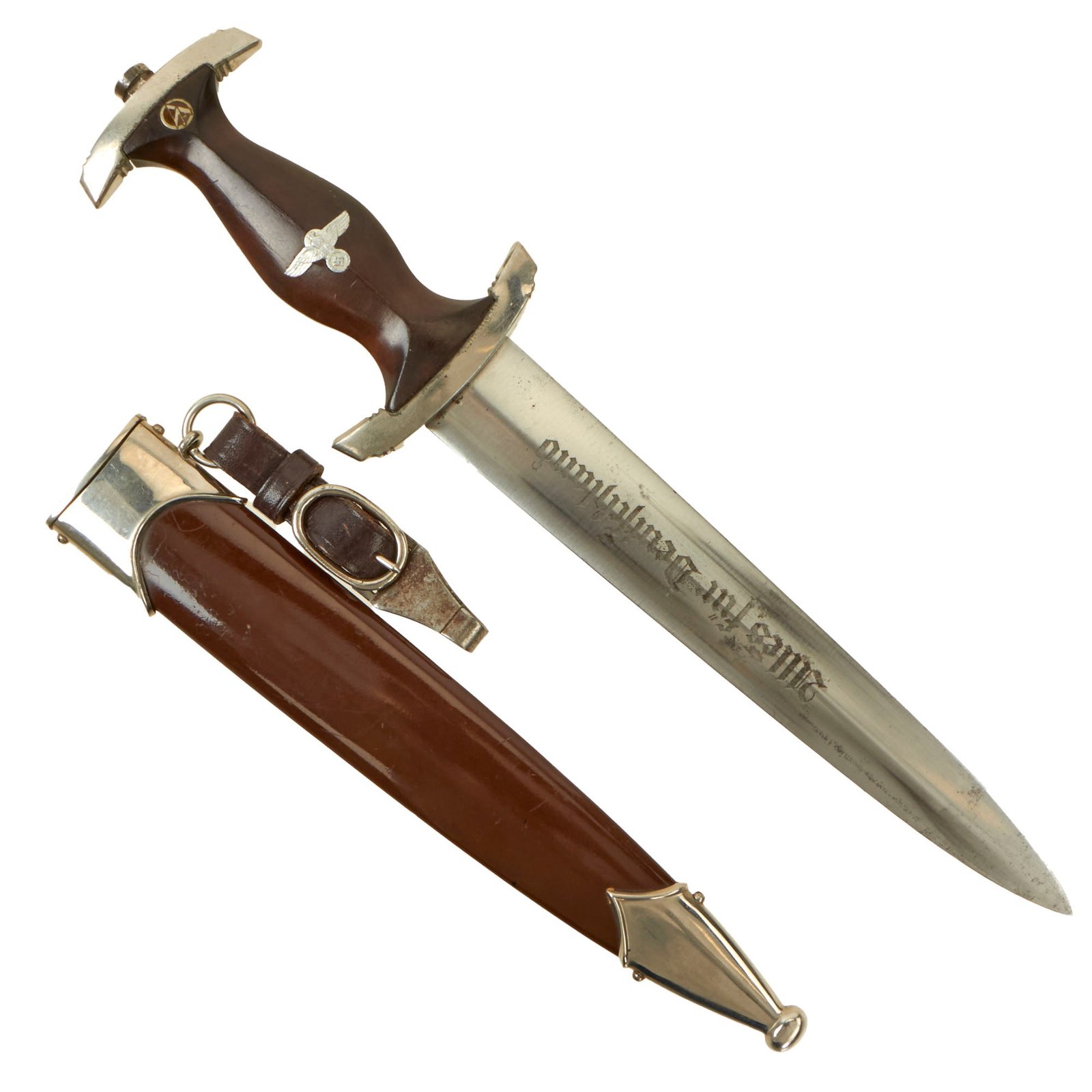 Buy Original German WWII SA Dagger by Rare Maker Artur Schüttelhofer & Co. with Scabbard & Hanger - RZM M7/13 | Original Firearms Antique For Sale