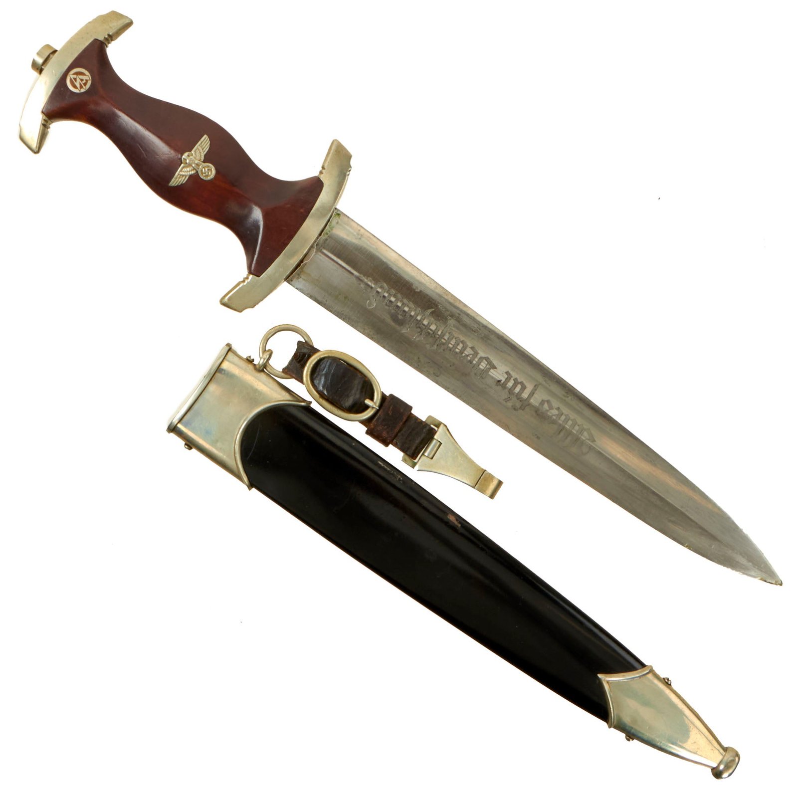 Buy Original German Early WWII NSKK Dagger by Paul F. Dick of Esslingen with Scabbard and Belt Hanger | Original Firearms Antique For Sale