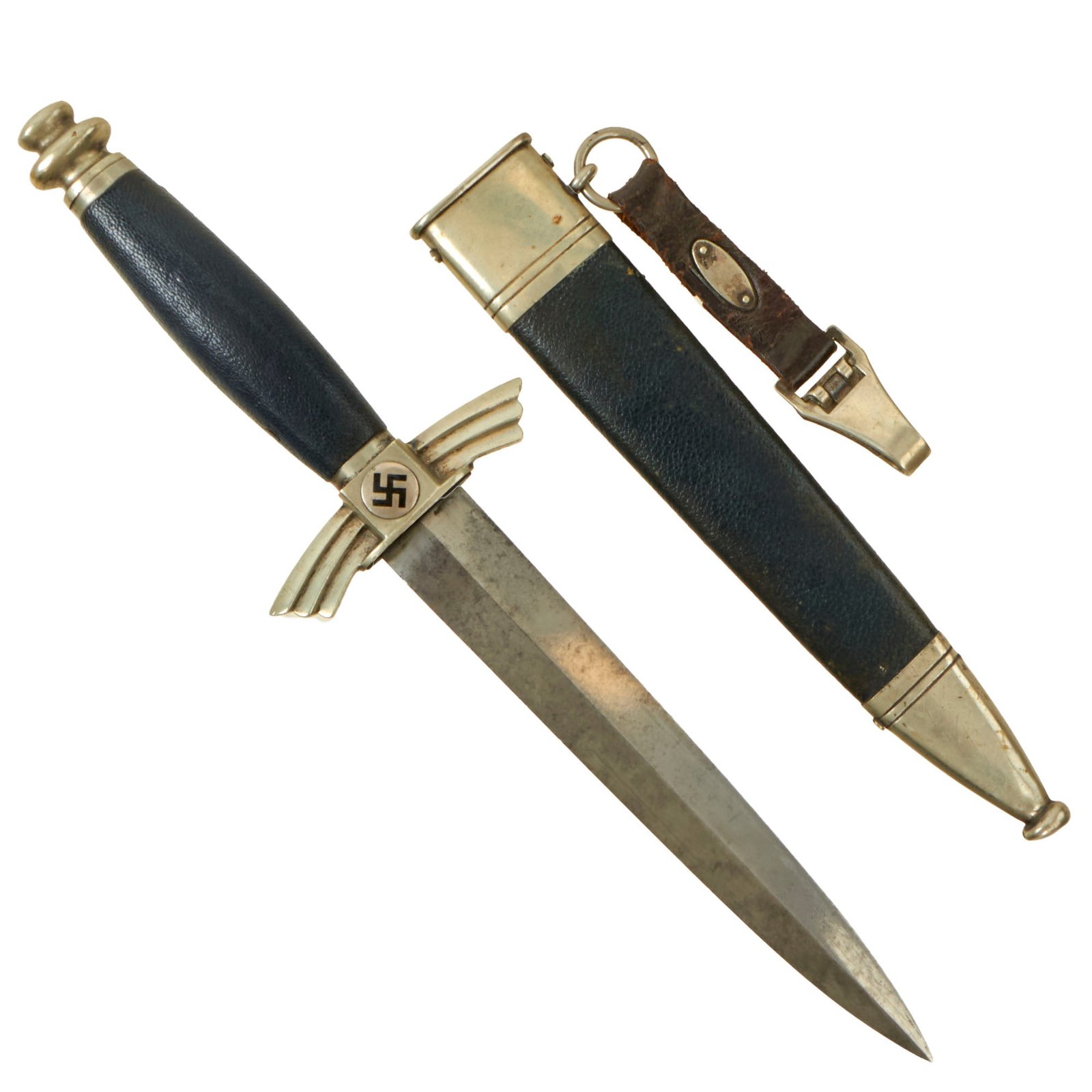 Buy Original WWII German Early Unit Marked NSFK Glider Pilot's Dagger by SMF with Scabbard and Hanger | Original Firearms Antique For Sale