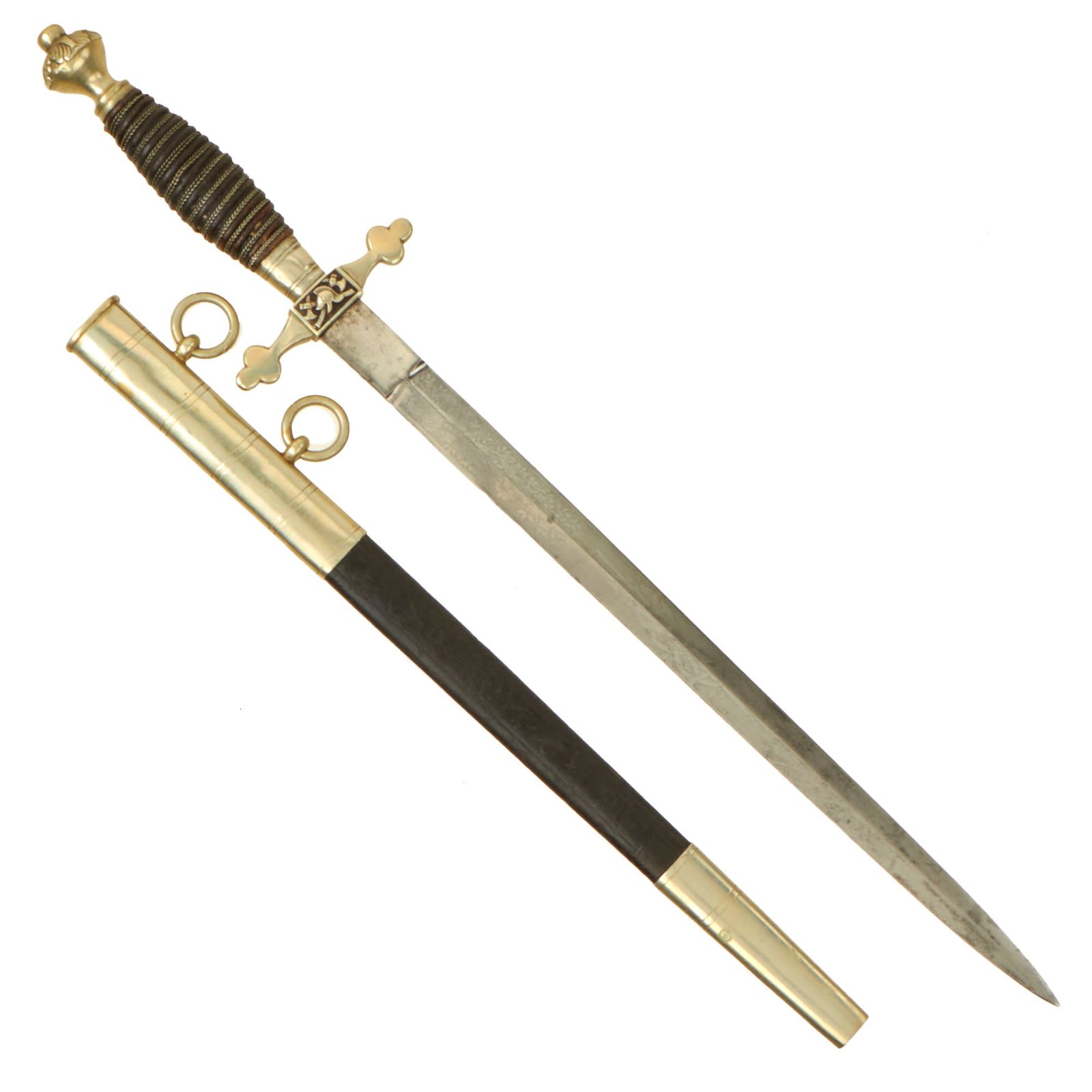 Buy Original Imperial German Double Etched Prussian Fire Officials Dress Dagger with Scabbard | Original Firearms Antique For Sale