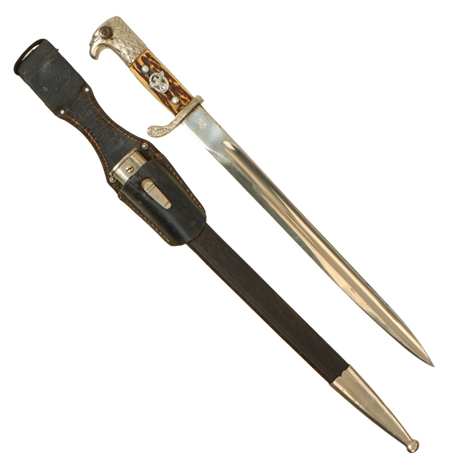 Buy Original German WWII Kassel Metropolitan Police Long Dress Bayonet by E. & F. Hörster with Scabbard & Frog - Matching | Original Firearms Antique For Sale