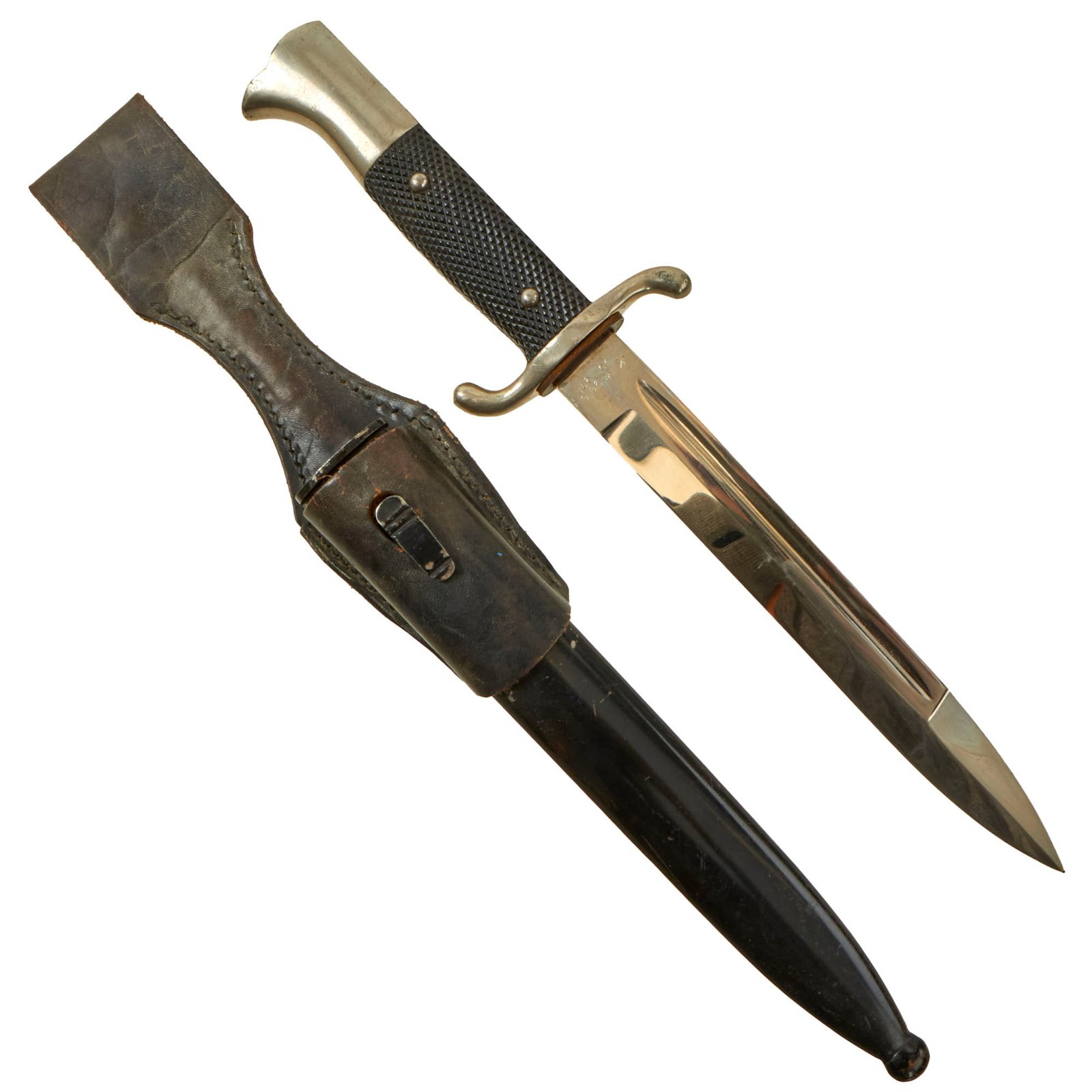 Buy Original German WWII Fireman's Short Dress Bayonet by K. Negele of Tübingen with Scabbard and Frog | Original Firearms Antique For Sale