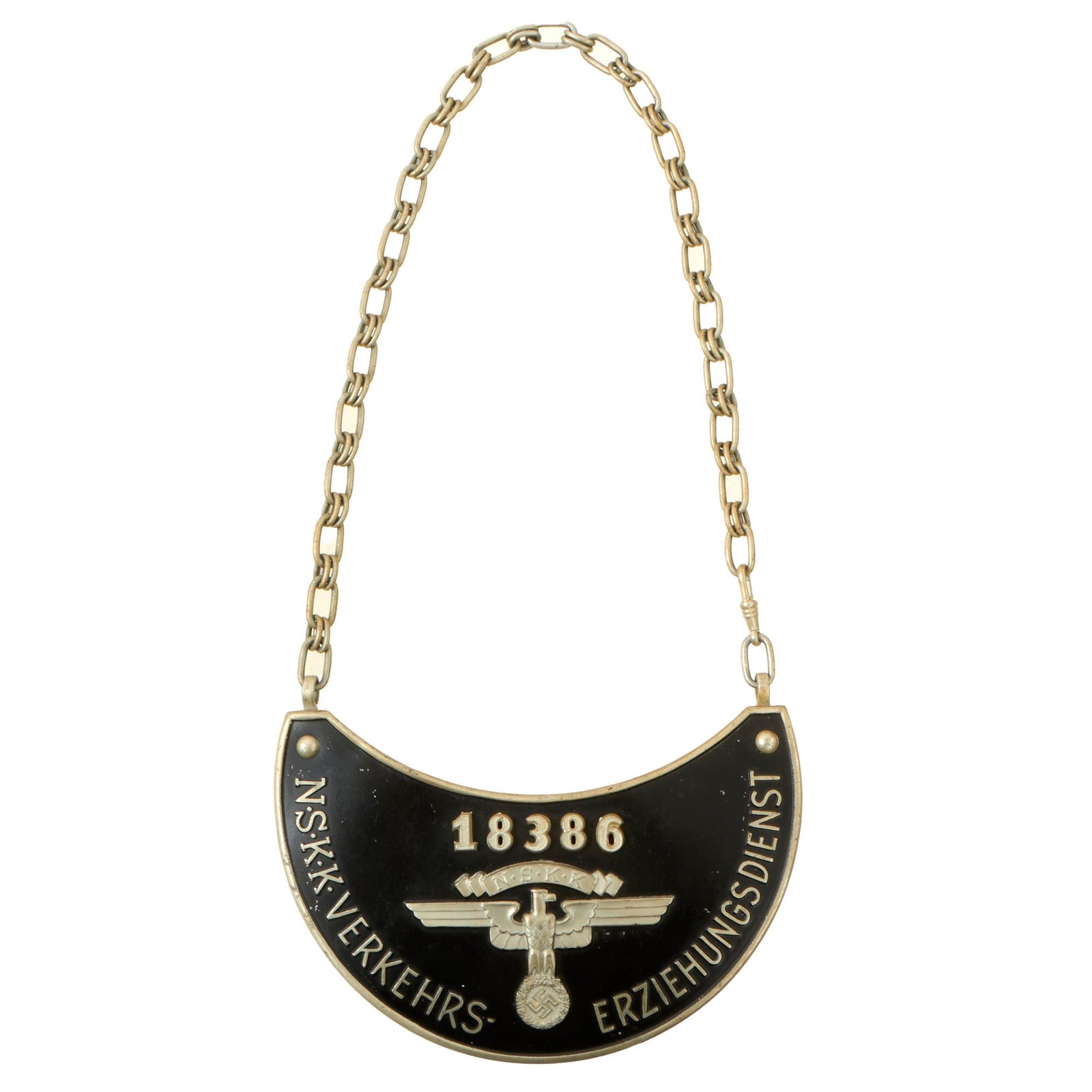 Buy Original German WWII NSKK Traffic Control Service Gorget with Chain - 18386 | Original Firearms Antique For Sale