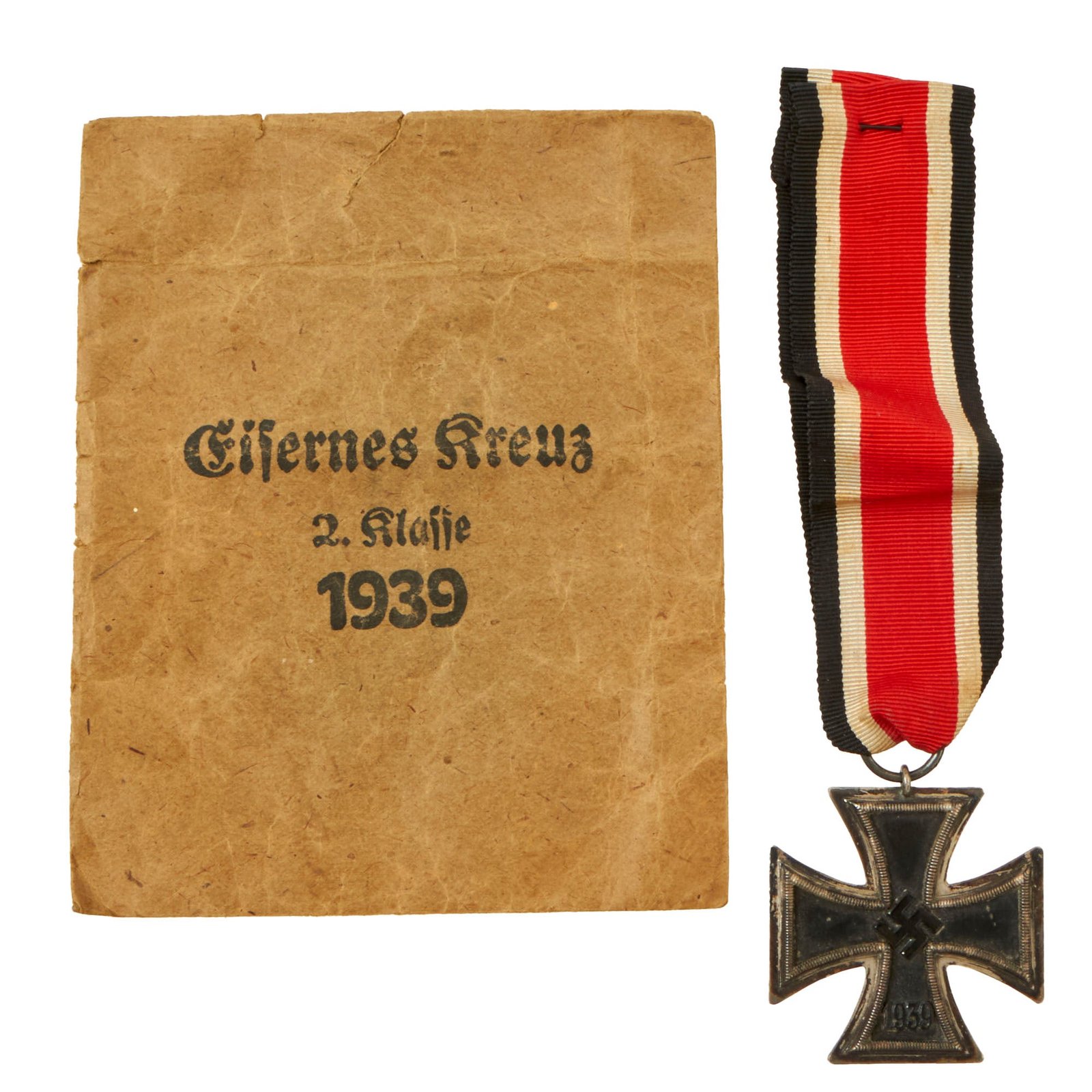 Buy Original German WWII Wehrmacht Iron Cross 2nd Class 1939 with Ribbon in Paper Packet by Alois Rettenmaier - EKII | Original Firearms Antique For Sale