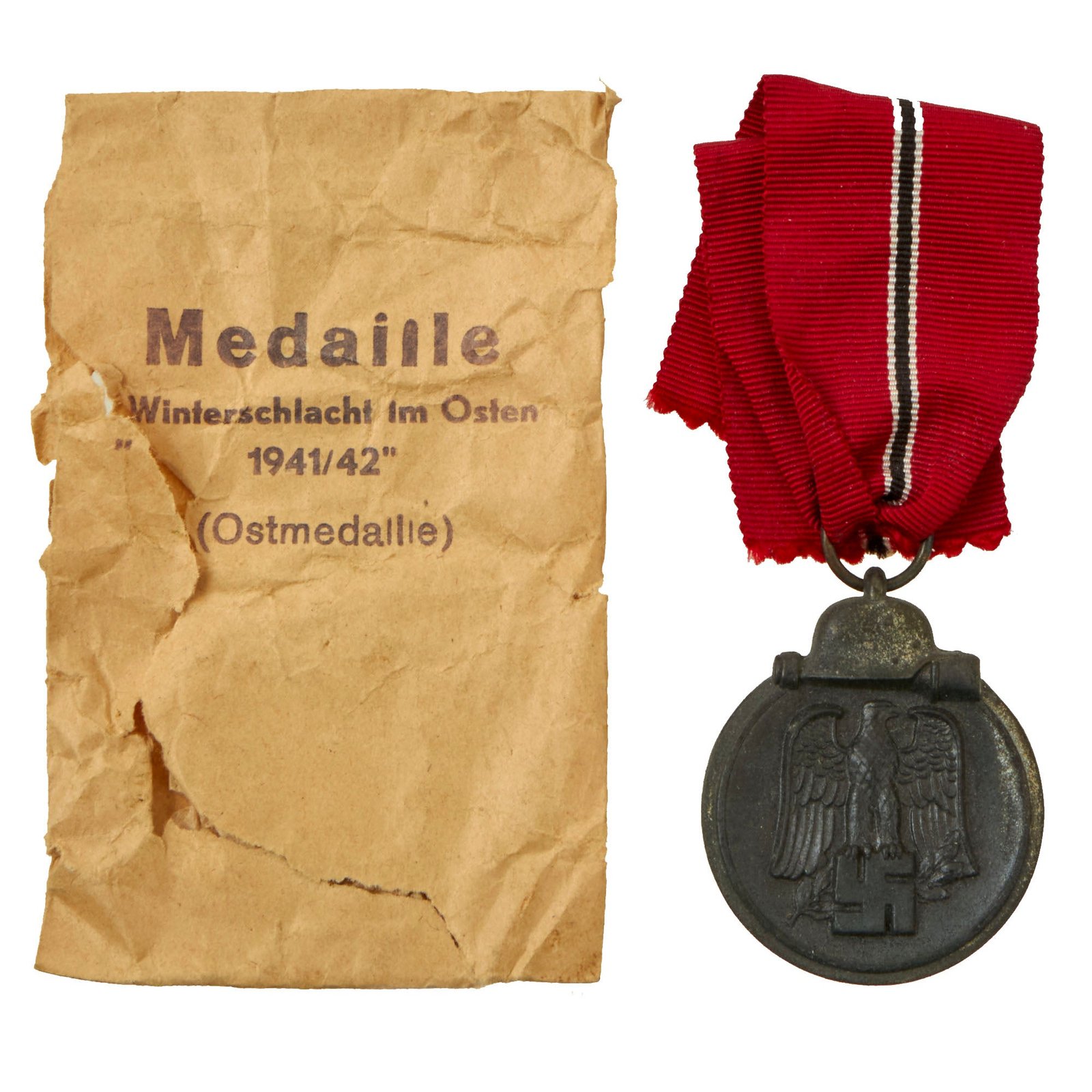 Buy Original German WWII Eastern Front Medal by Freidrich Keller of Oberstein with Original Packet - Ostmedaille | Original Firearms Antique For Sale