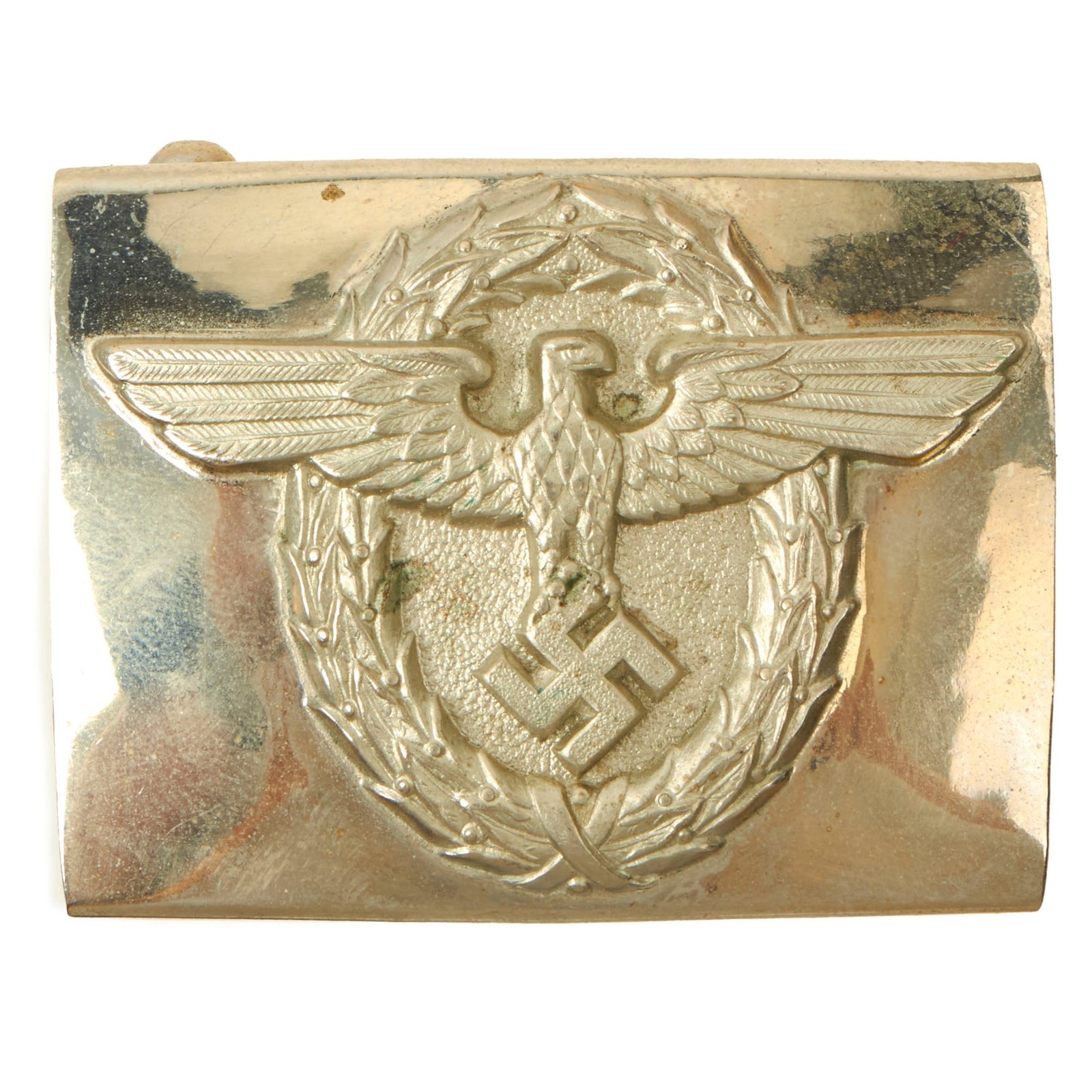Buy Original Rare German WWII Early Nickel Silver Landpolizei Rural Police EM/NCO Belt Buckle by F. W. Assmann & Söhne | Original Firearms Antique For Sale