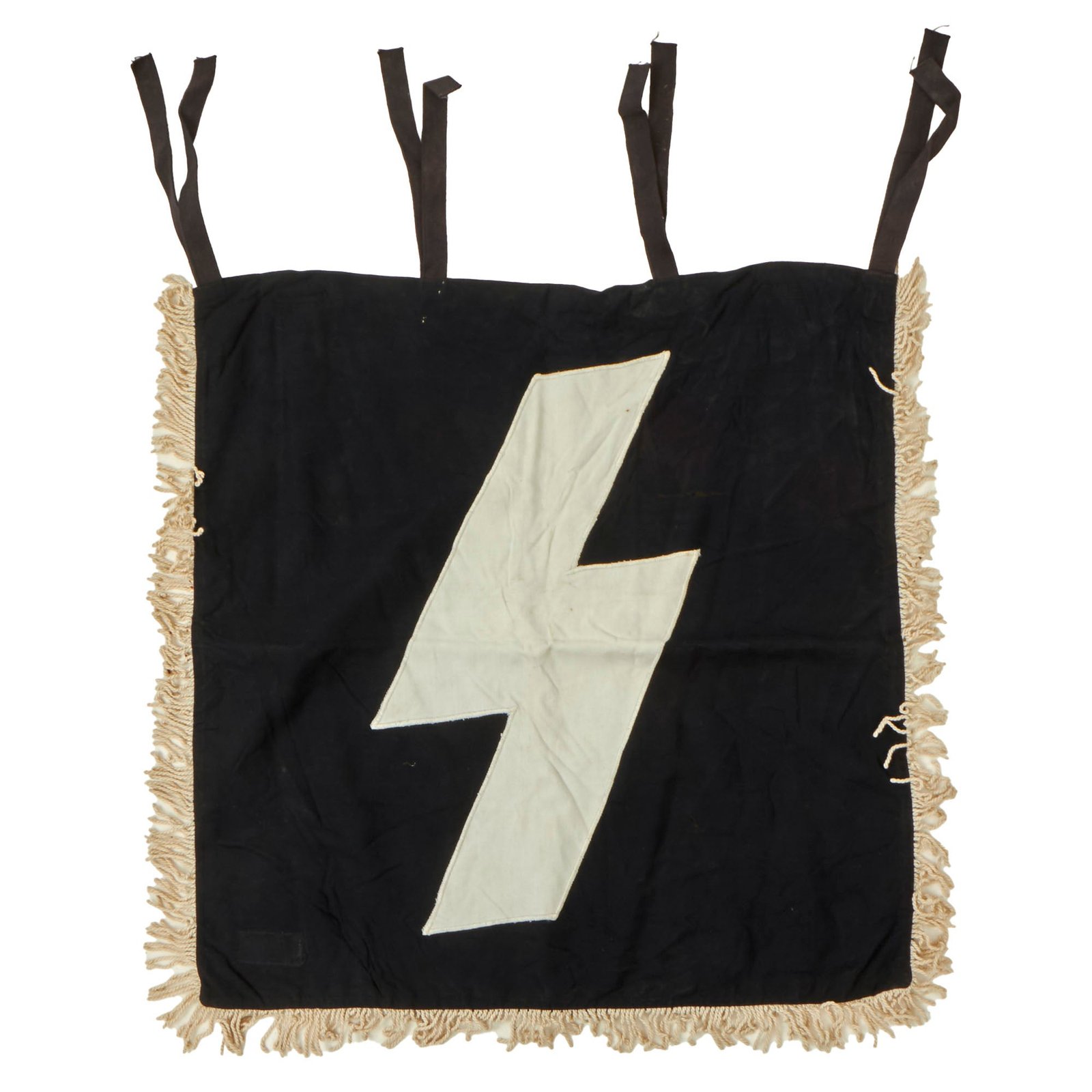 Buy Original German WWII DJ Deutsches Jungvolk German Youth Organization Fringed Trumpet Banner with RZM Tag - 19" x 19" | Original Firearms Antique For Sale