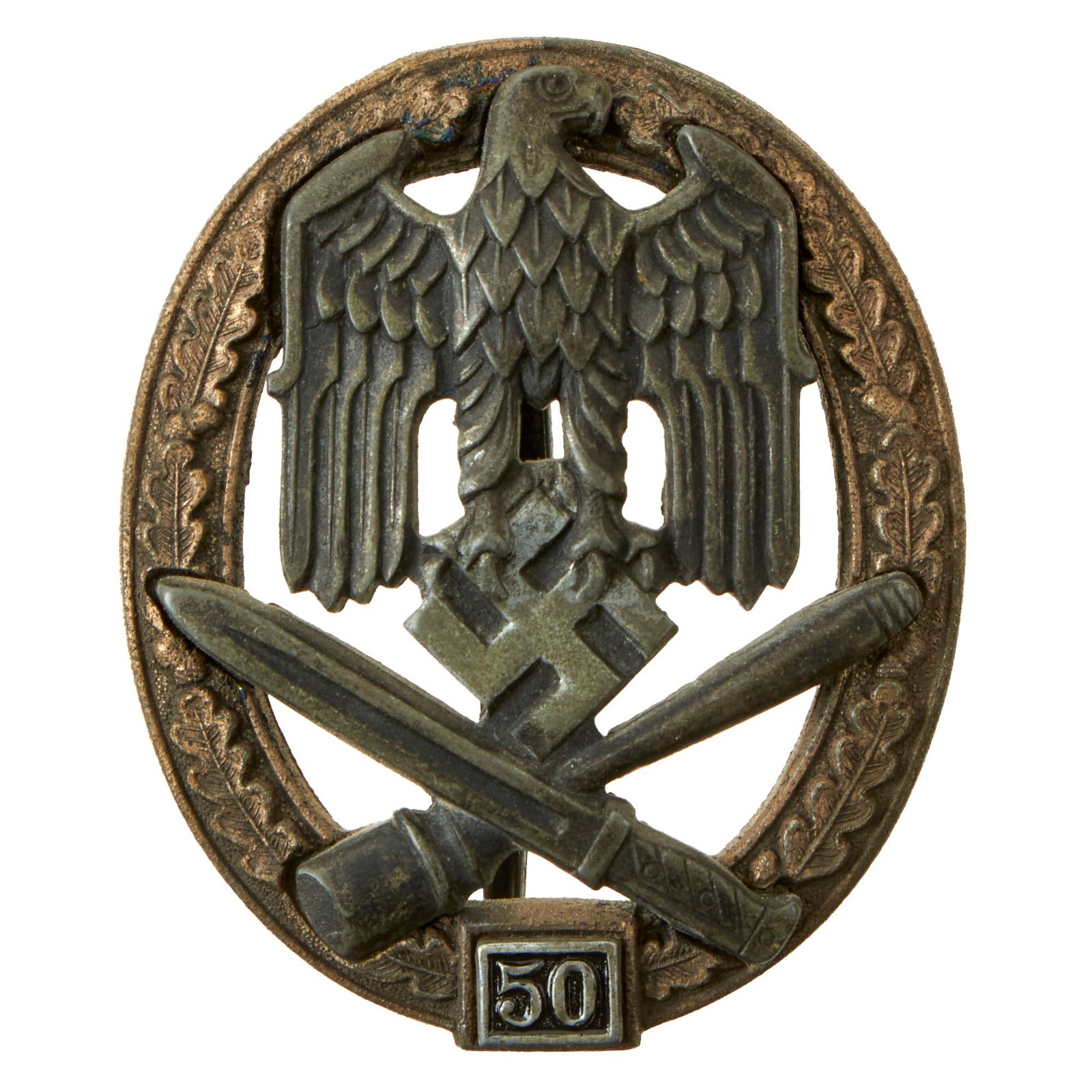 Buy Original German WWII 50 Engagement General Assault Badge by Rudolf Karneth & Söhne of Gablonz | Original Firearms Antique For Sale