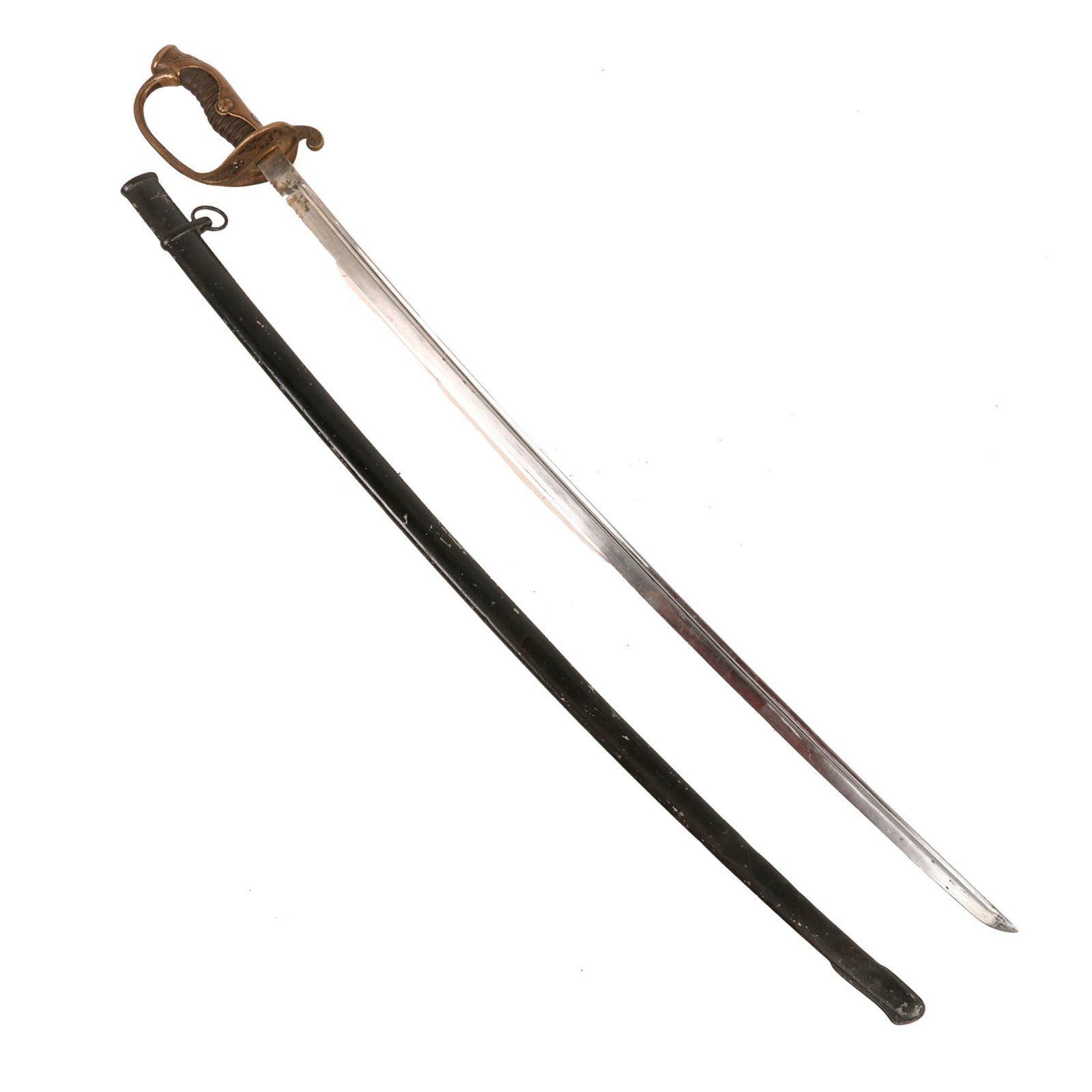 Buy Original WWII Imperial Japanese Army Type 19 Kyu-Gunto Nickel Plated Parade Sword with Scabbard & Family Crest | Original Firearms Antique For Sale