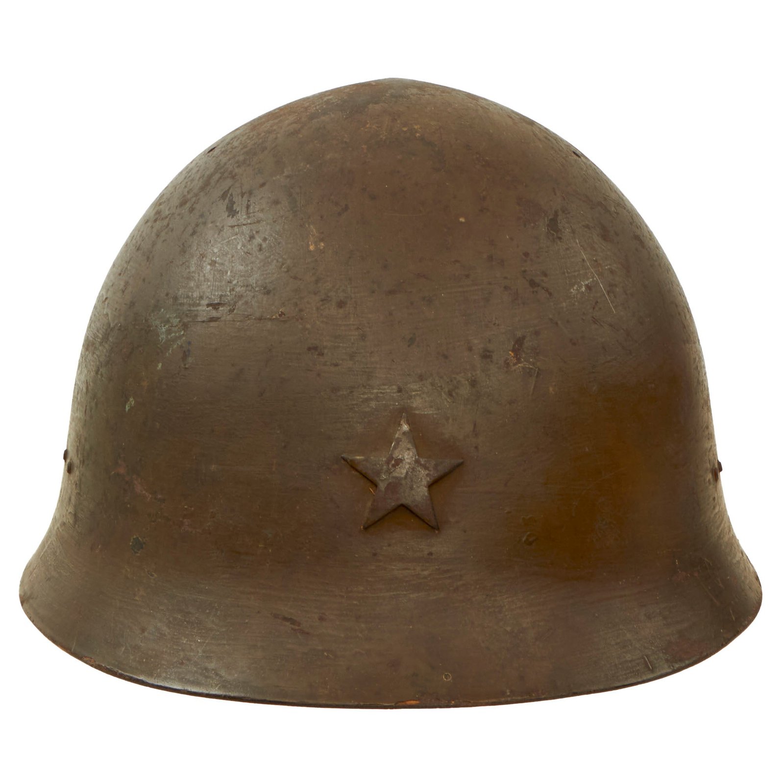 Buy Original Japanese WWII Type 90 Army Helmet with Complete Liner and Chinstrap - Possible Unit Markings - Tetsubo | Original Firearms Antique For Sale