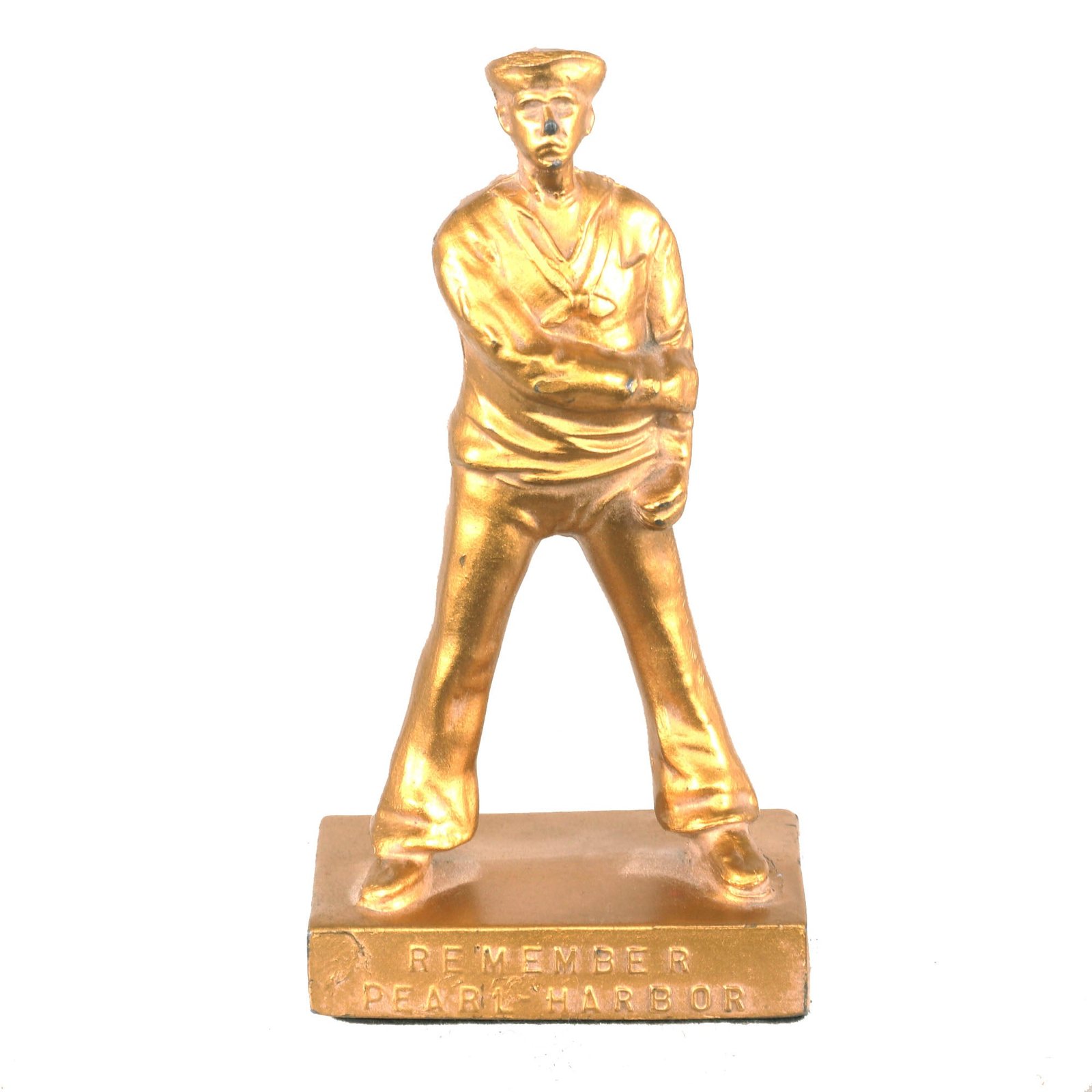 Buy Original U.S. WWII Patriotic “Remember Pearl Harbor” Small Statue of Sailor | Original Firearms Antique For Sale