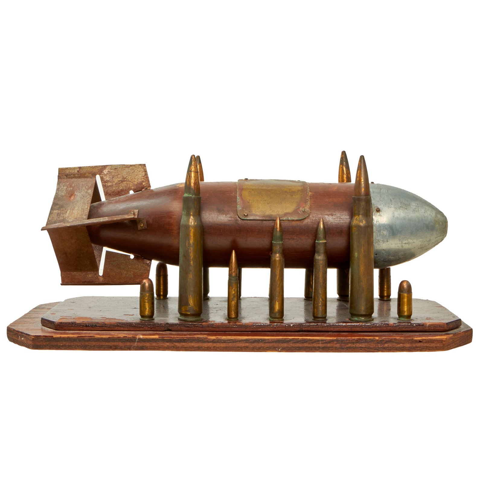 Buy Original U.S. WWII 579th Bomb Squadron Trench Art Made by Prisoner of War Lieutenant Frederick Vallarelli | Original Firearms Antique For Sale