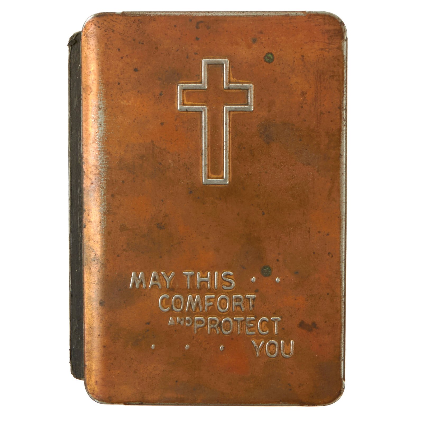Buy Original U.S. WWII “May This Comfort and Protect You” New Testament Heart-Shield Breast Pocket Bible with Flowers & Notes Inside | Original Firearms Antique For Sale