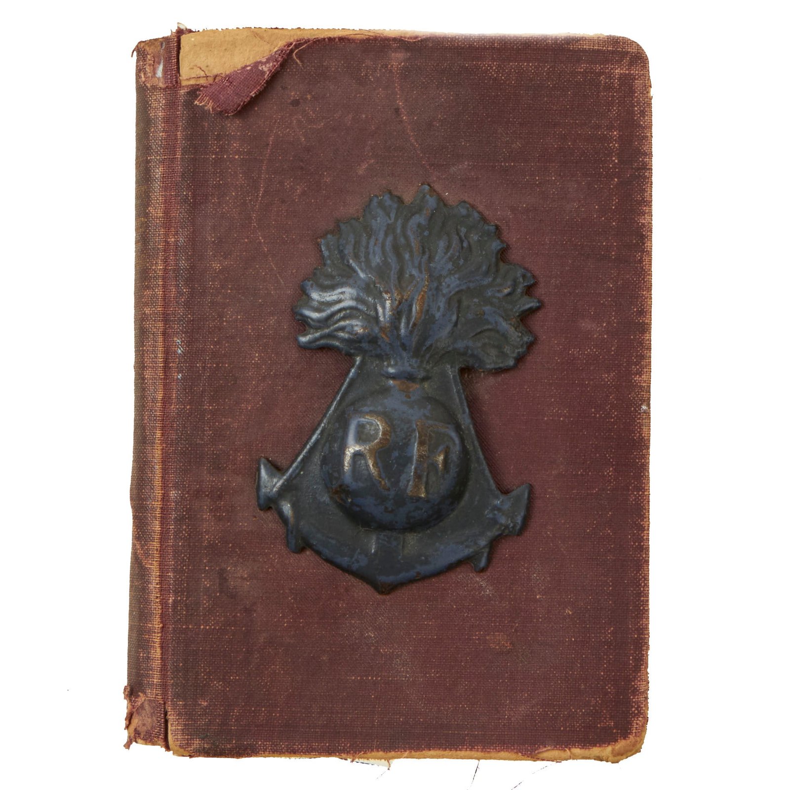 Buy Original U.S. WWI Pocket Bible with French Colonial Helmet Badge Embedded in Cover with Provenance - Named | Original Firearms Antique For Sale