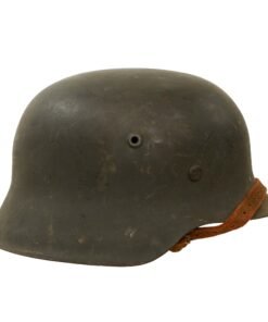 Buy Original German WWII M42 Heer Army "No Decal" Helmet with Dome Stamp, 58cm Liner, and Chinstrap - Marked NS66 | Original Firearms Antique For Sale