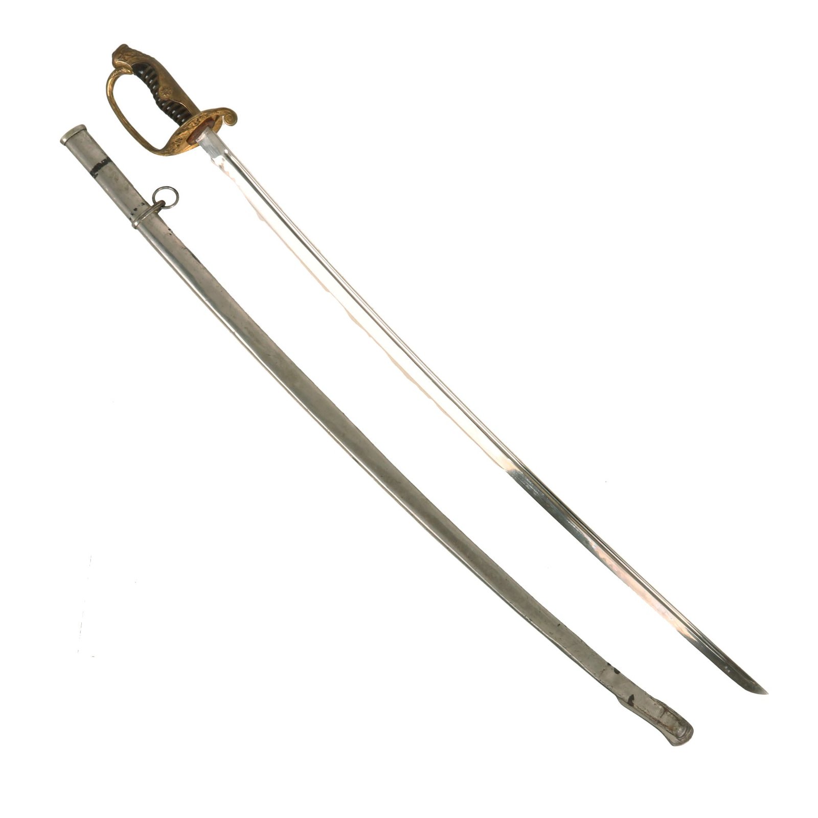 Buy Original Imperial Japanese WWII Army Type 19 Kyu-Gunto Nickel-Plated Parade Officer’s Sword with Scabbard | Original Firearms Antique For Sale