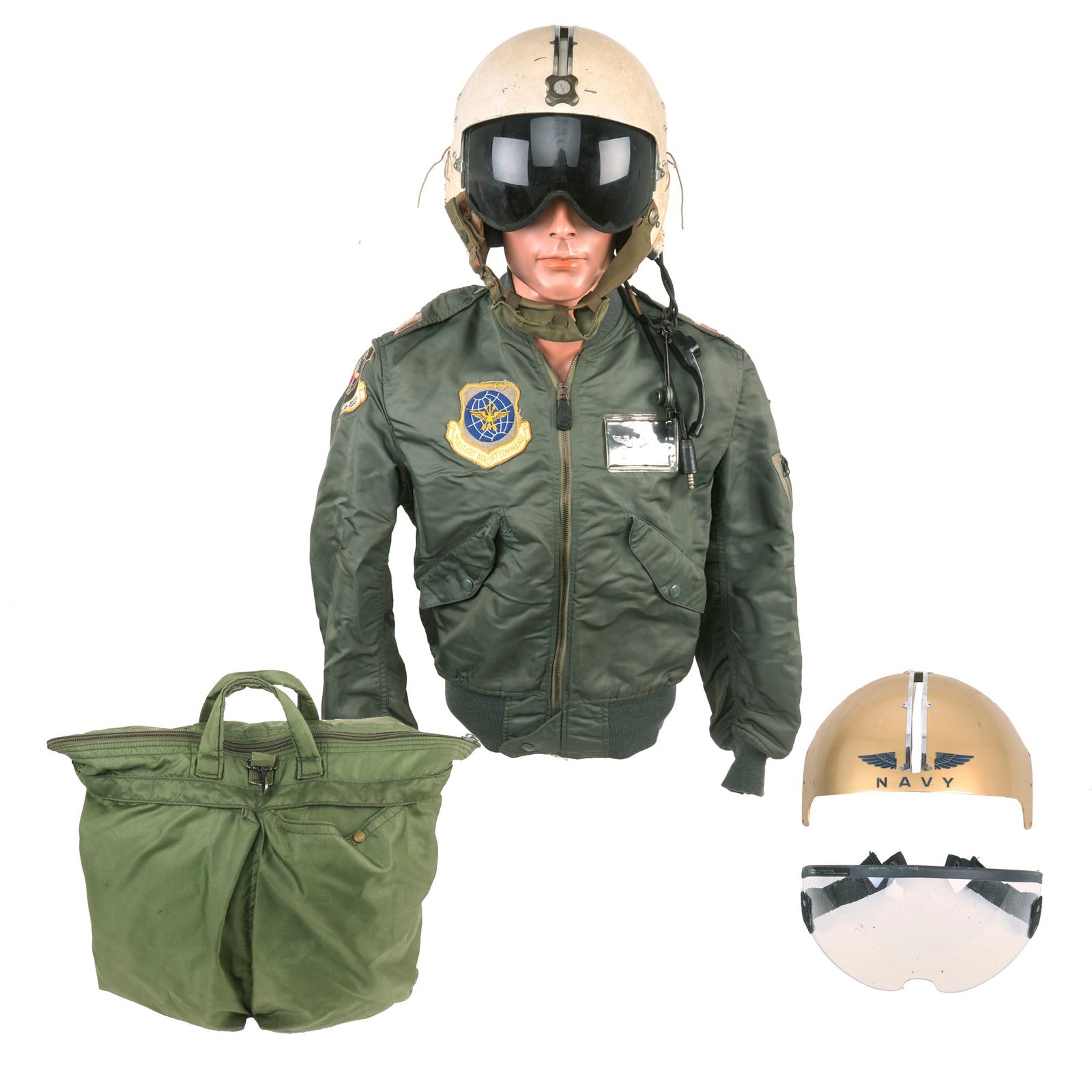 Buy Original U.S. Vietnam War Named Flight Jacket & APH-5 Helicopter Pilot Flying Helmet Group - 56th Aeromedical Evacuation Squadron | Original Firearms Antique For Sale